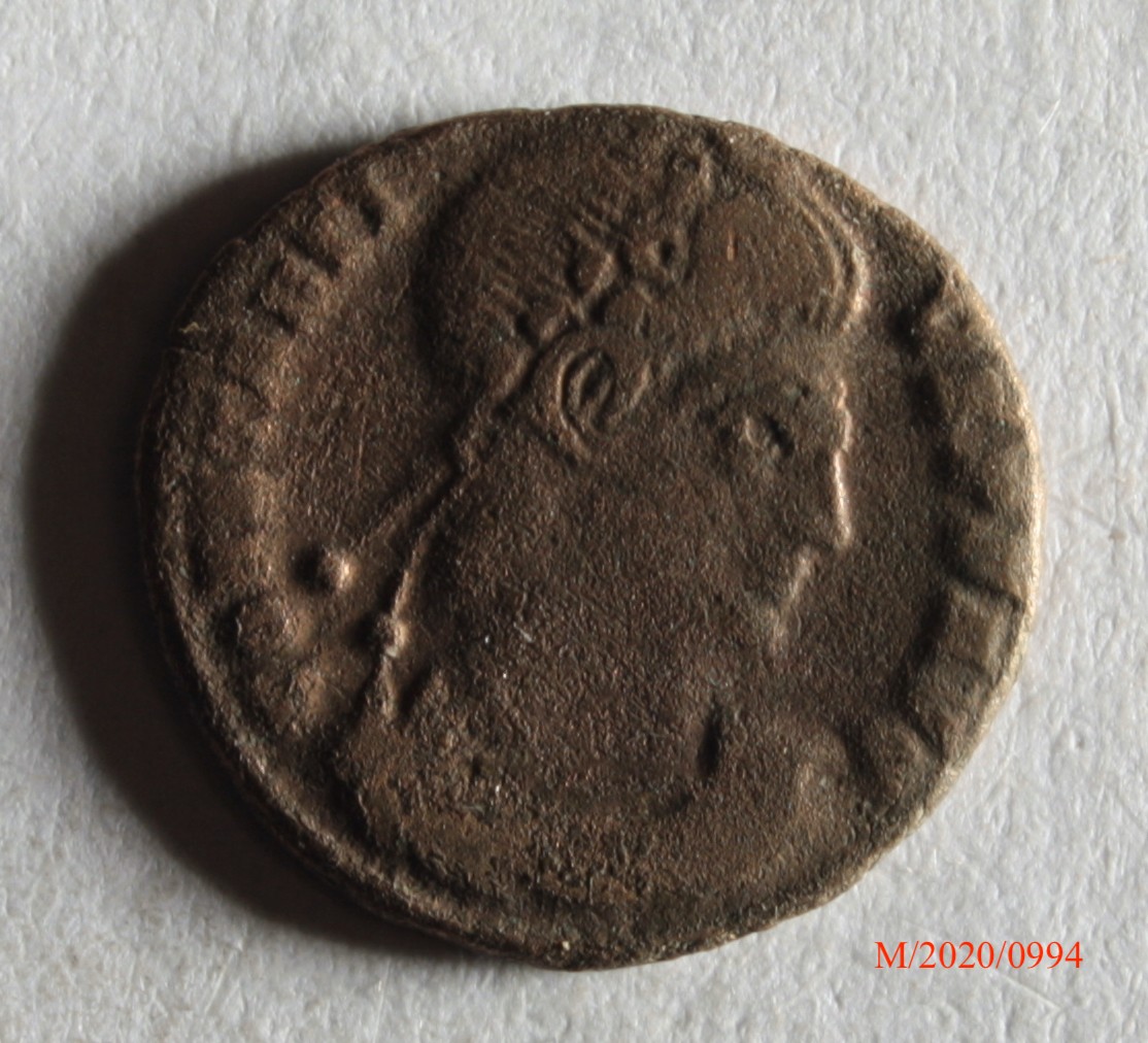 Römische Münze, Nominal Follis, Prägeherr Constantius II., Prägeort Siscia, Original (Museumsgesellschaft Bad Dürkheim e.V. CC BY-NC-SA)