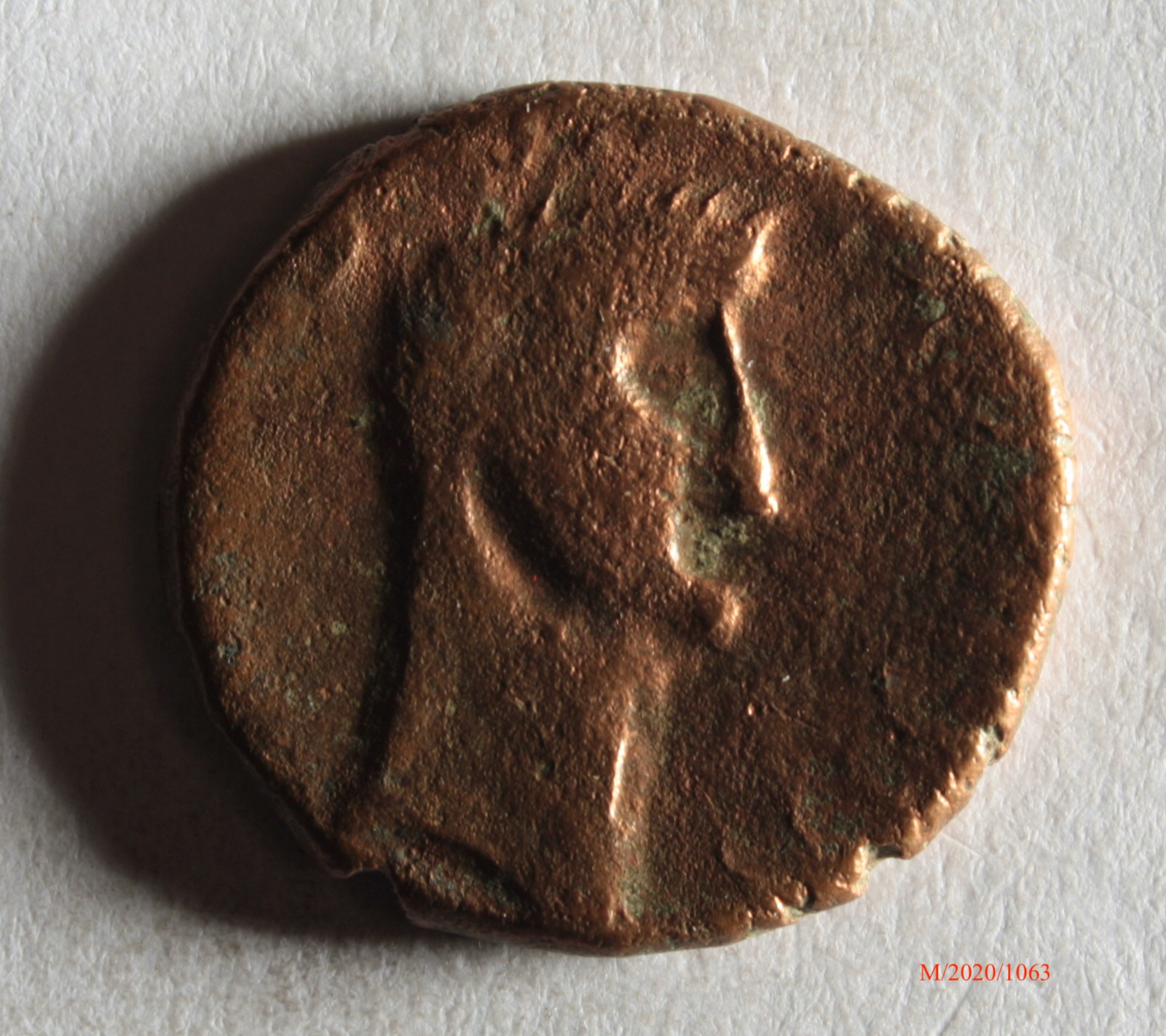 Römische Münze, Nominal As, Prägeherr Claudius I., Prägeort nicht bestimmbar, Original (Museumsgesellschaft Bad Dürkheim e.V. CC BY-NC-SA)