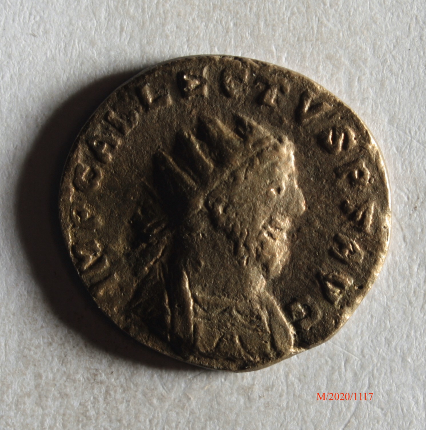 Römische Münze, Nominal Antoninian, Prägeherr Allectus, Prägeort nicht bestimmbar, Fälschung (Museumsgesellschaft Bad Dürkheim e.V. CC BY-NC-SA)