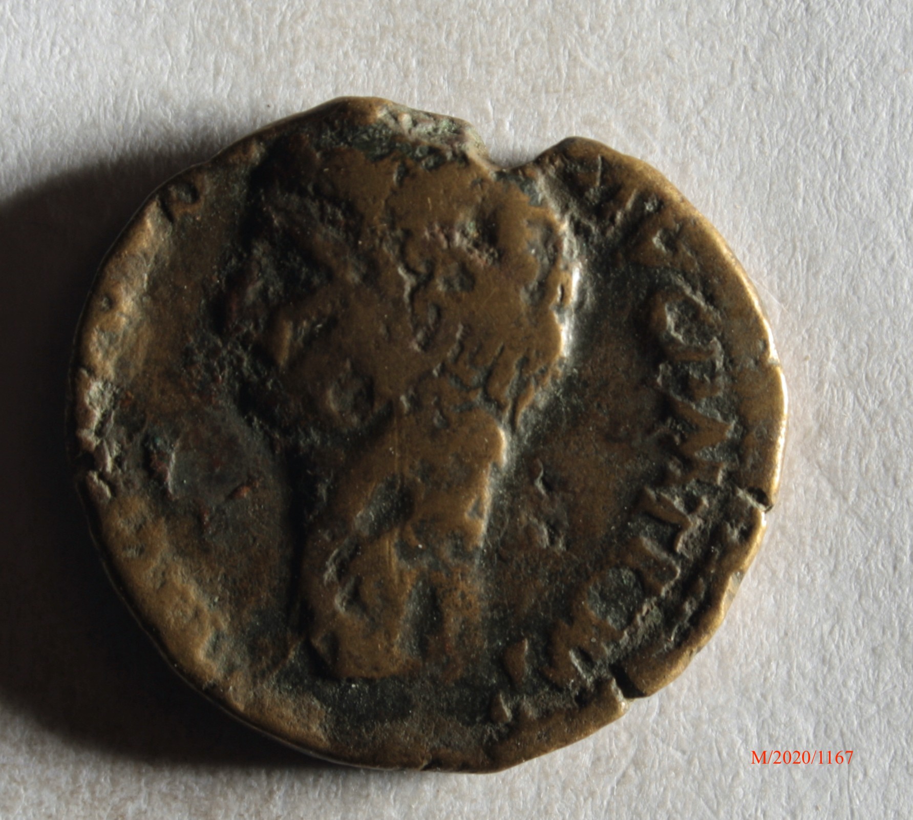 Römische Münze, Nominal Dupondius, Prägeherr Claudius I., Prägeort nicht bestimmbar, Fälschung (Museumsgesellschaft Bad Dürkheim e.V. CC BY-NC-SA)