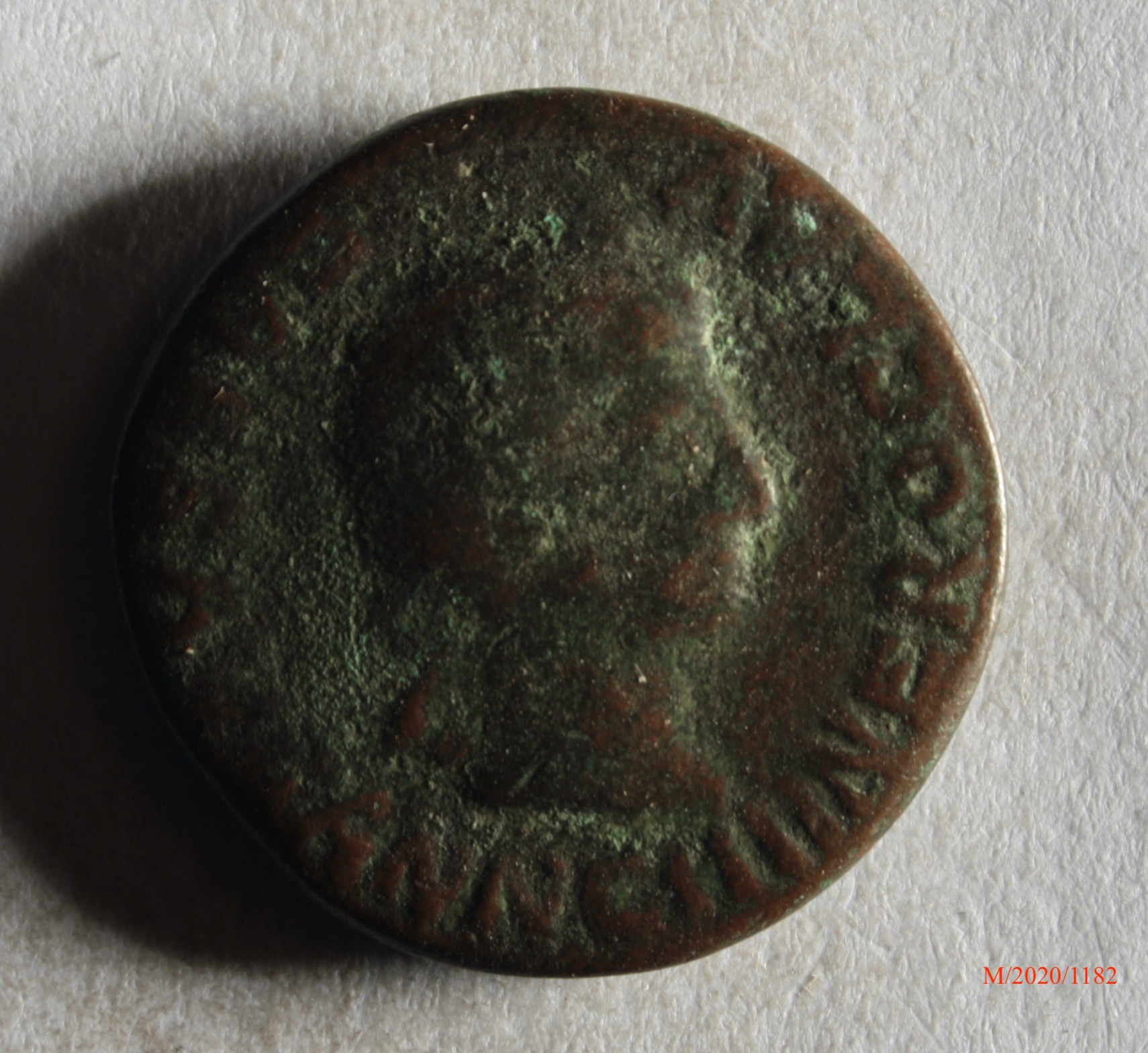 Römische Münze, Nominal Bronzemünze, Prägeherr Nero f. Octavia, Prägeort nicht bestimmbar, Fälschung (Museumsgesellschaft Bad Dürkheim e.V. CC BY-NC-SA)