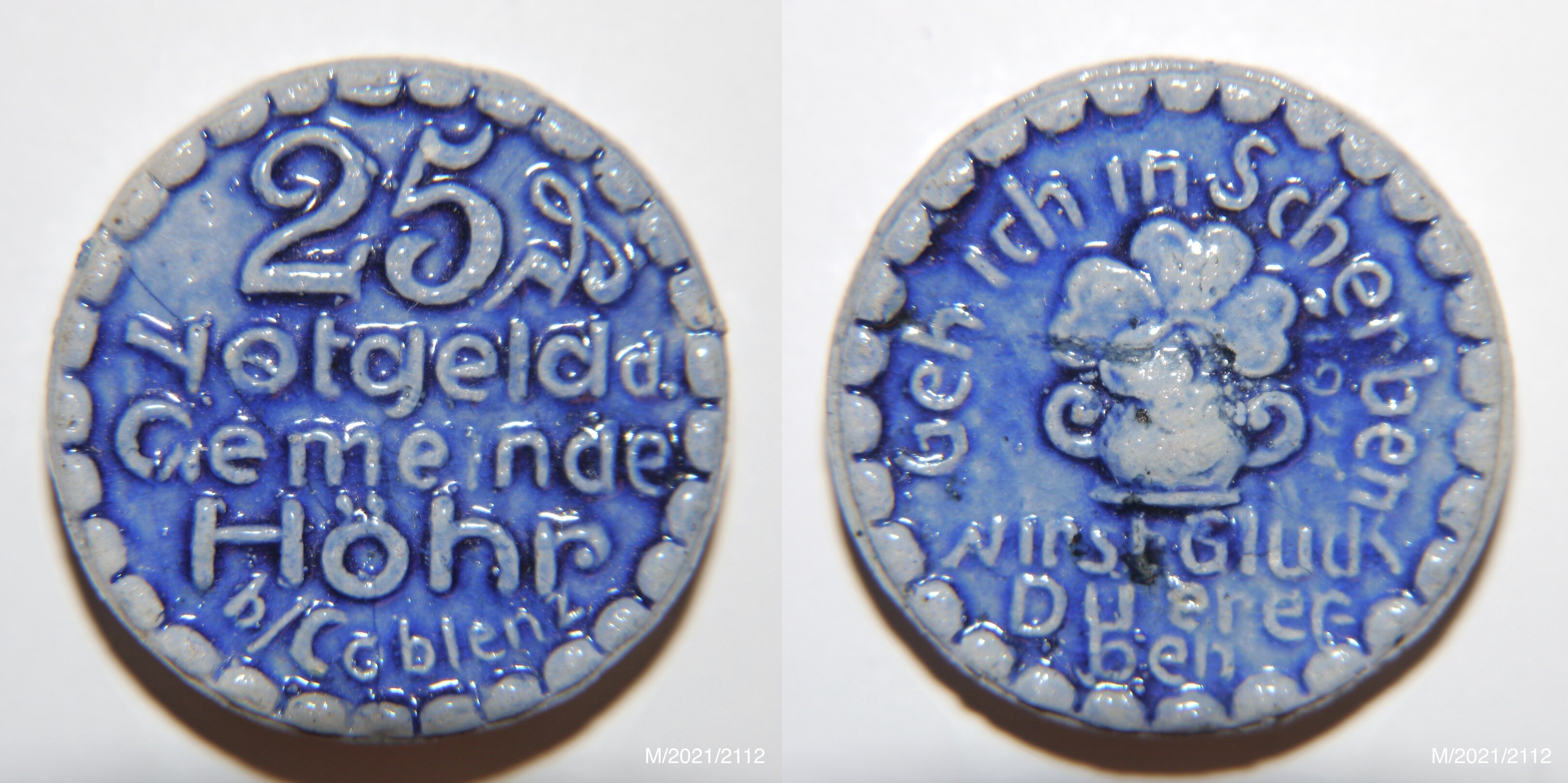 Notgeld Kriegsnotgeld 1921 25 Pfennig Höhr (Museumsgesellschaft Bad Dürkheim e.V. CC BY-NC-SA)