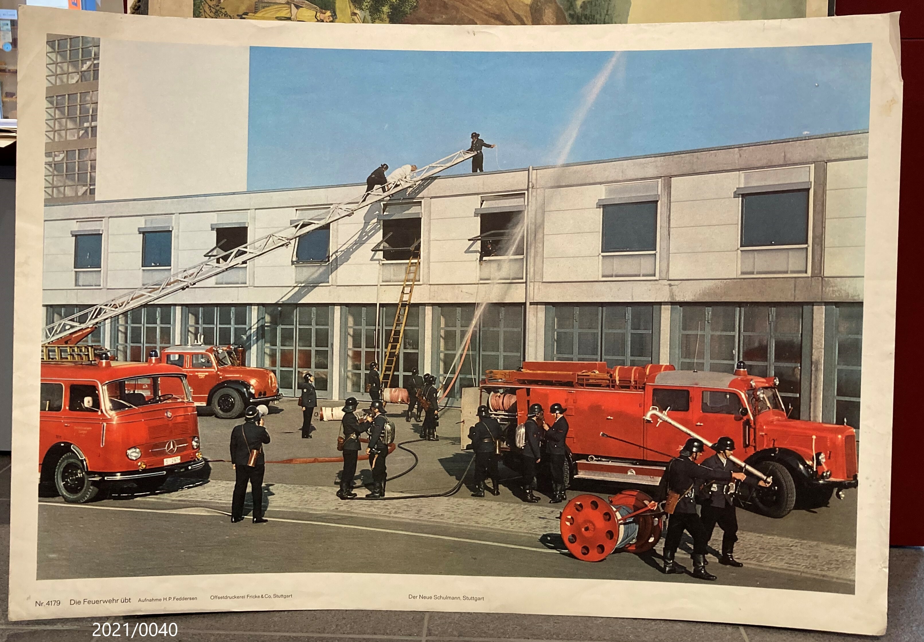 Anschauungsbild Die Feuerwehr übt (Stadtmuseum Bad Dürkheim im Kulturzentrum Haus Catoir CC BY-NC-SA)