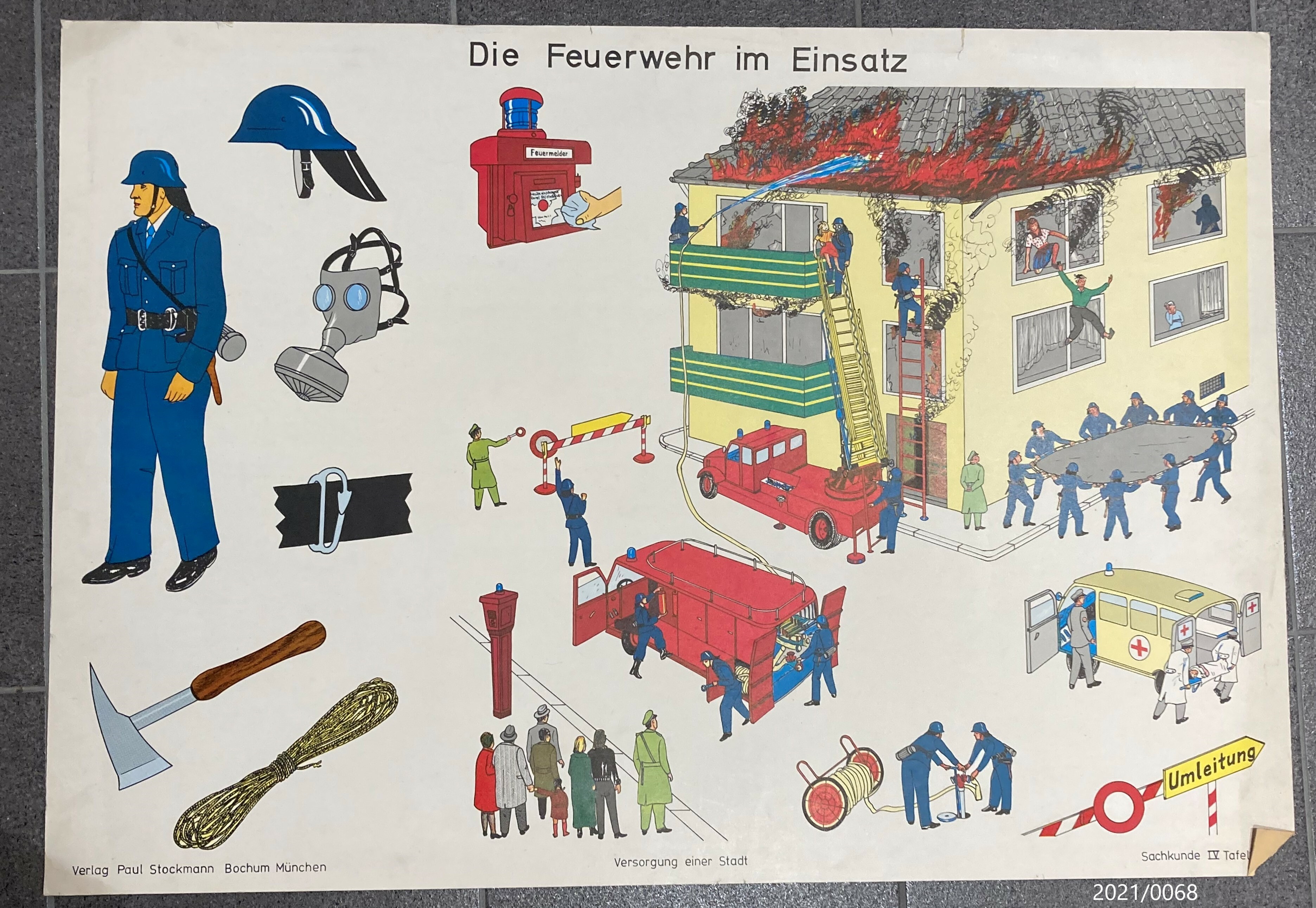 Anschauungsbild Die Feuerwehr im Einsatz (Stadtmuseum Bad Dürkheim im Kulturzentrum Haus Catoir CC BY-NC-SA)