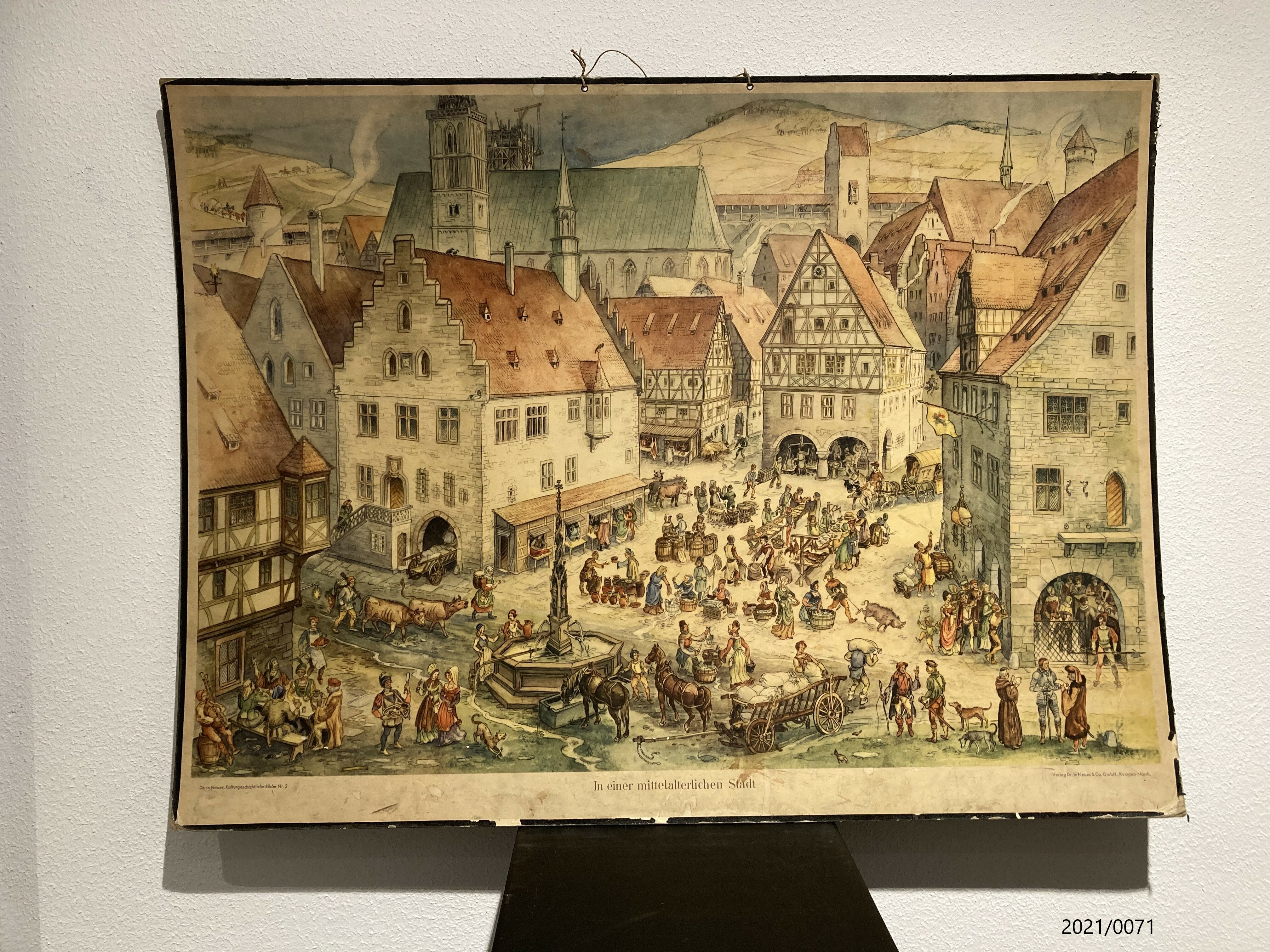 Anschauungsbild In einer mittelalterlichen Stadt (Stadtmuseum Bad Dürkheim im Kulturzentrum Haus Catoir CC BY-NC-SA)
