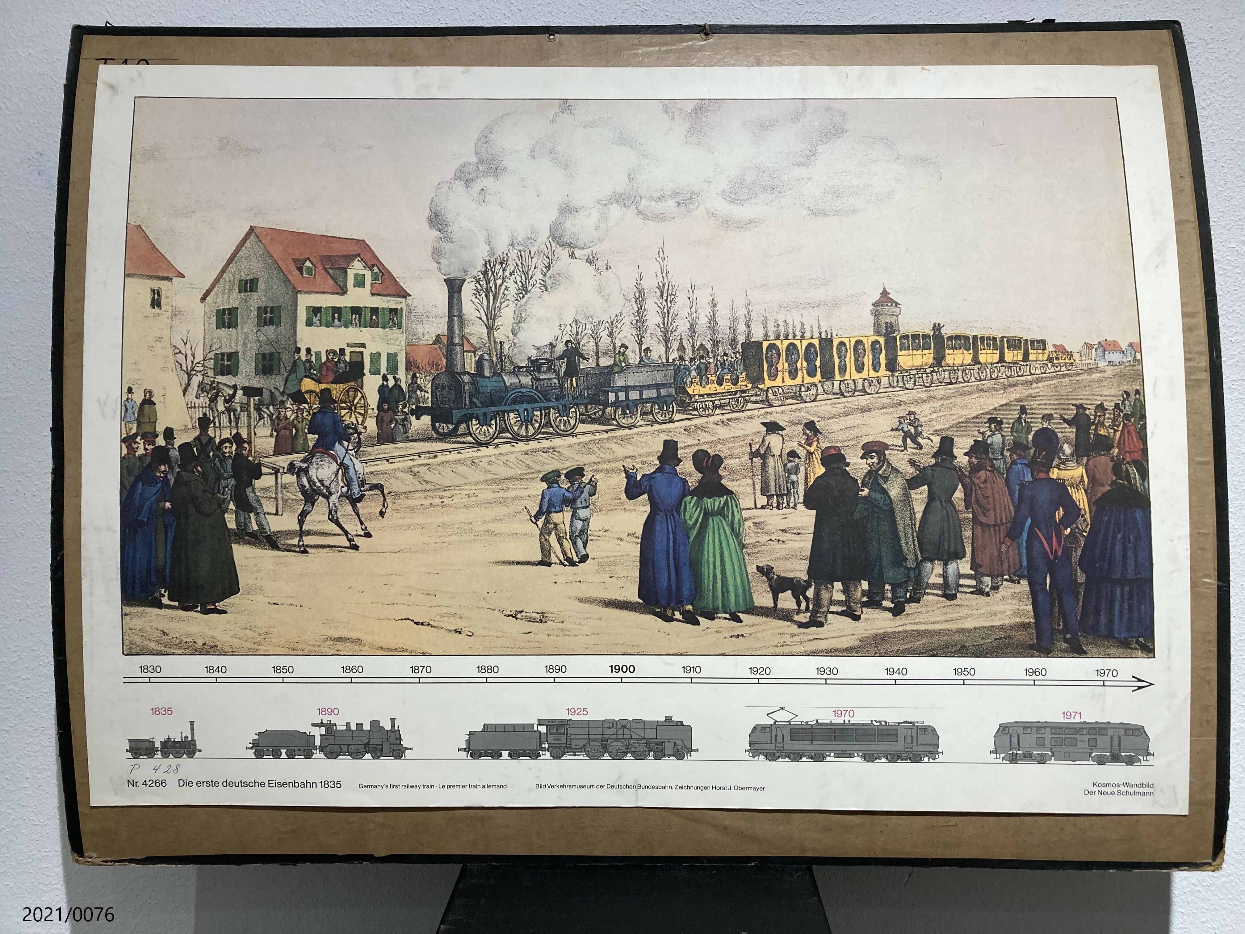 Anschauungsbild Die erste deutsche Eisenbahn 1835 (Stadtmuseum Bad Dürkheim im Kulturzentrum Haus Catoir CC BY-NC-SA)