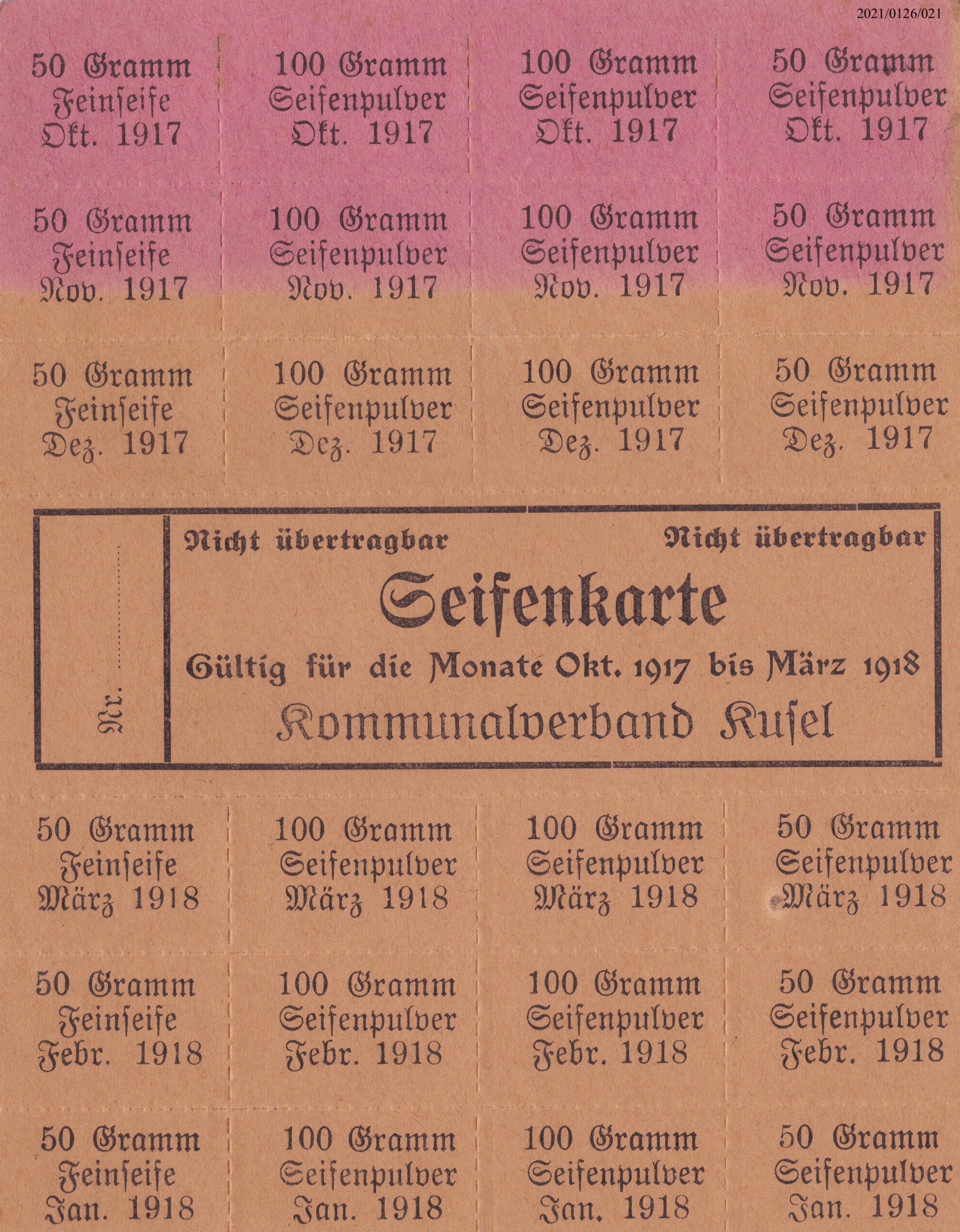 Seifenkarte Kommunalverband Kusel 1917 - 1918 (Museumsgesellschaft Bad Dürkheim e. V. CC BY-NC-SA)
