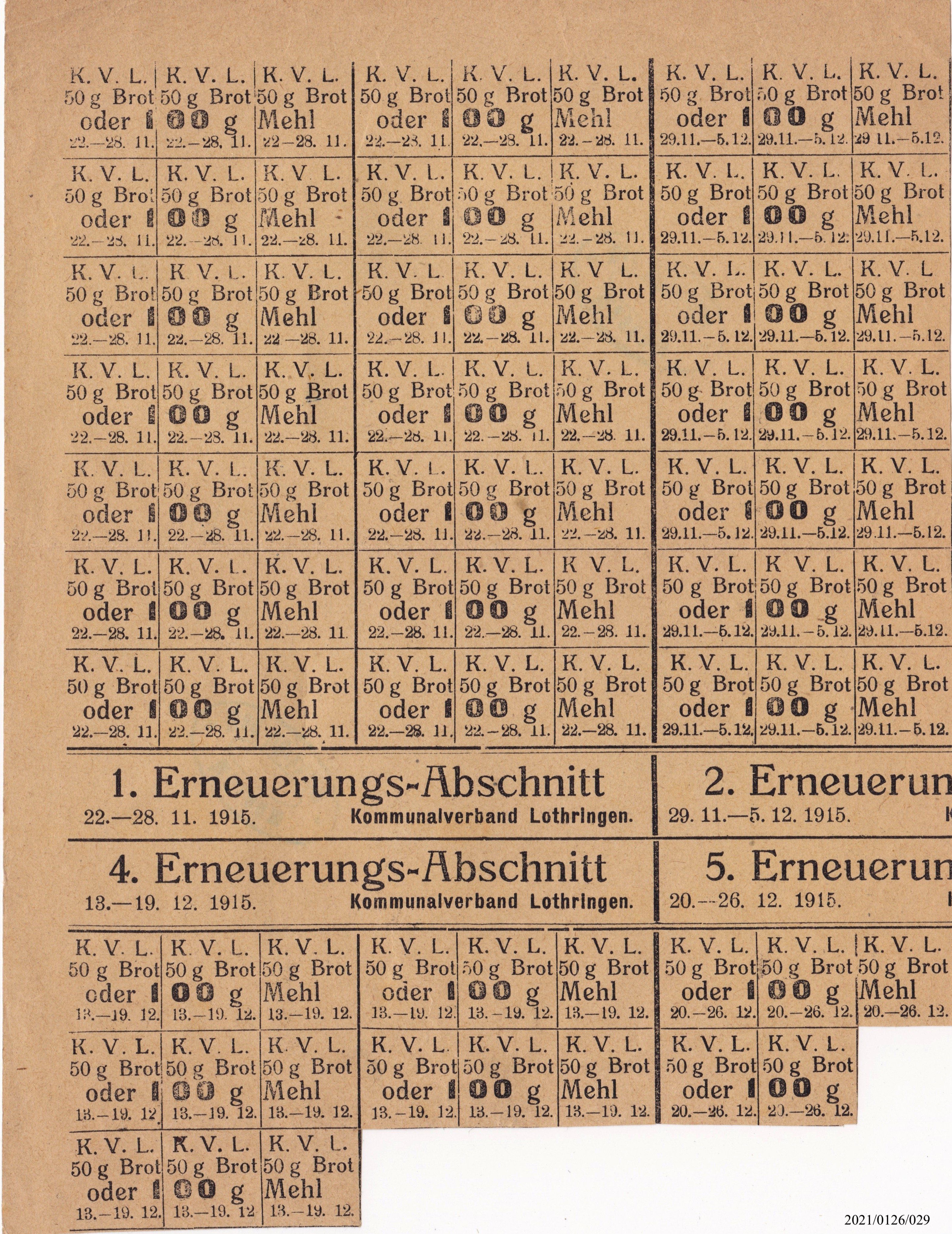 Brot oder Mehl Kommunalverband Lothringen 1915 (Museumsgesellschaft Bad Dürkheim e. V. CC BY-NC-SA)