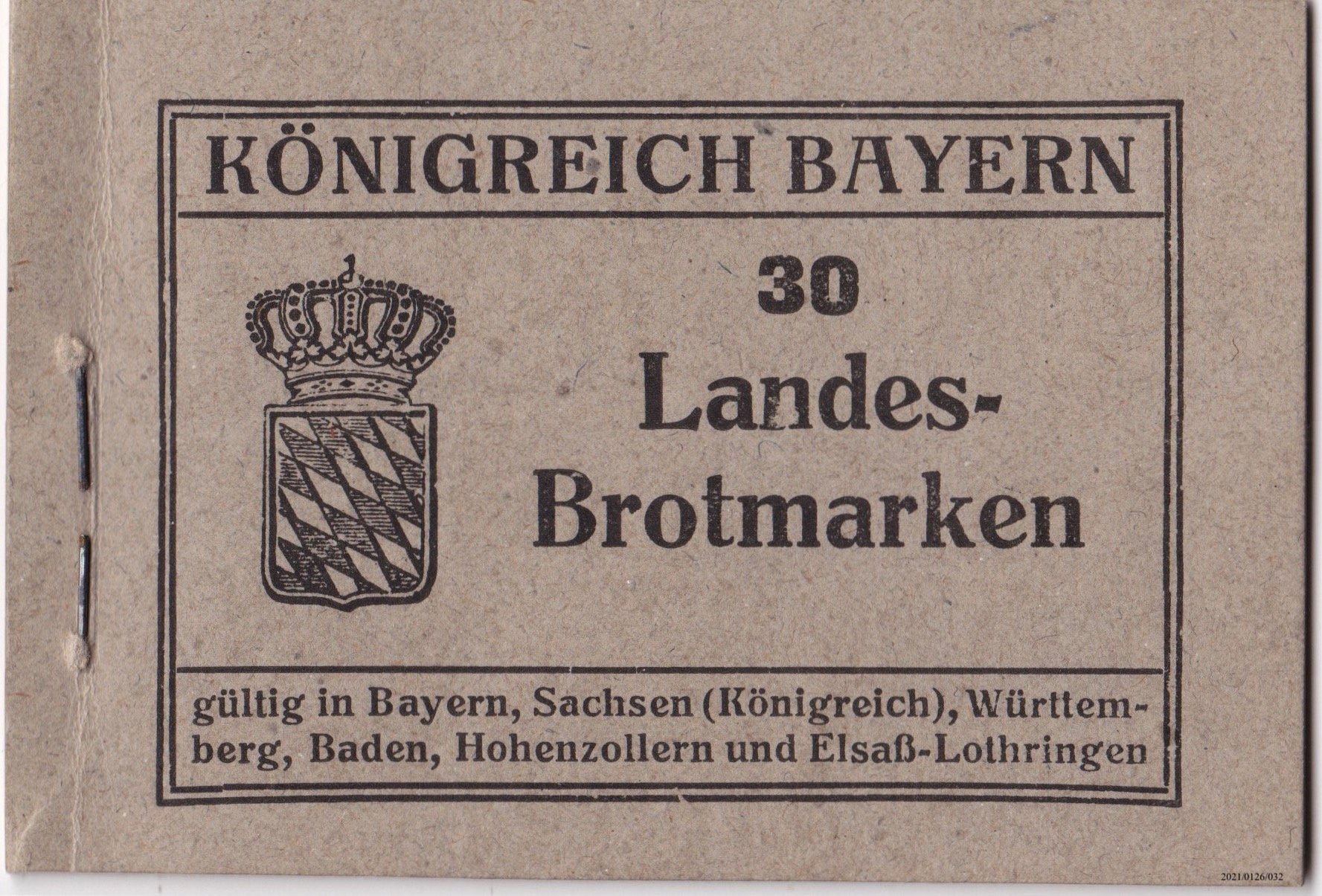 Königreich Bayern 30 Landesbrotmarken 1918(?) (Museumsgesellschaft Bad Dürkheim e. V. CC BY-NC-SA)