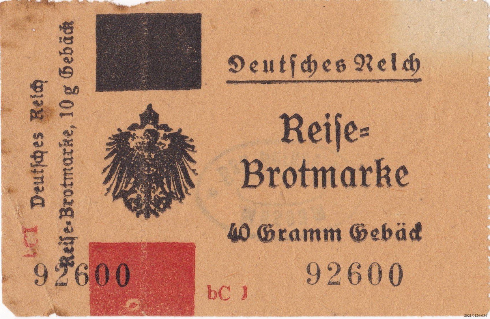 Reise-Brotmarke Deutsches Reich (Museumsgesellschaft Bad Dürkheim e. V. CC BY-NC-SA)