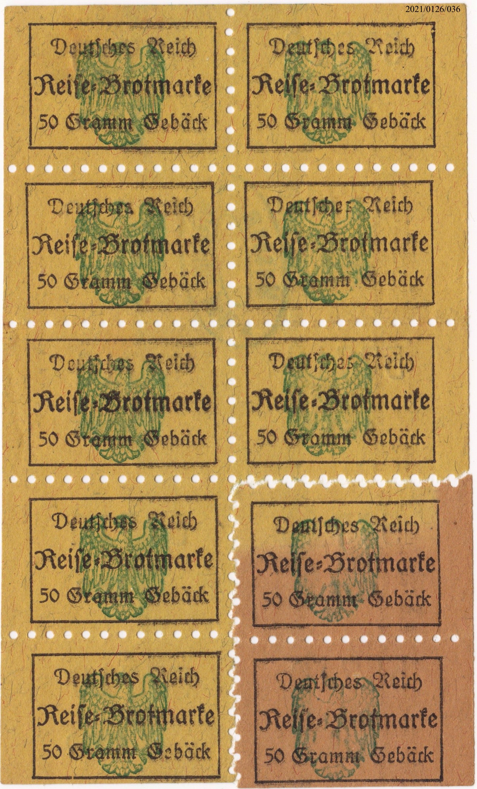 Reise-Brotmarke Deutsches Reich 50g Gebäck (Museumsgesellschaft Bad Dürkheim e. V. CC BY-NC-SA)