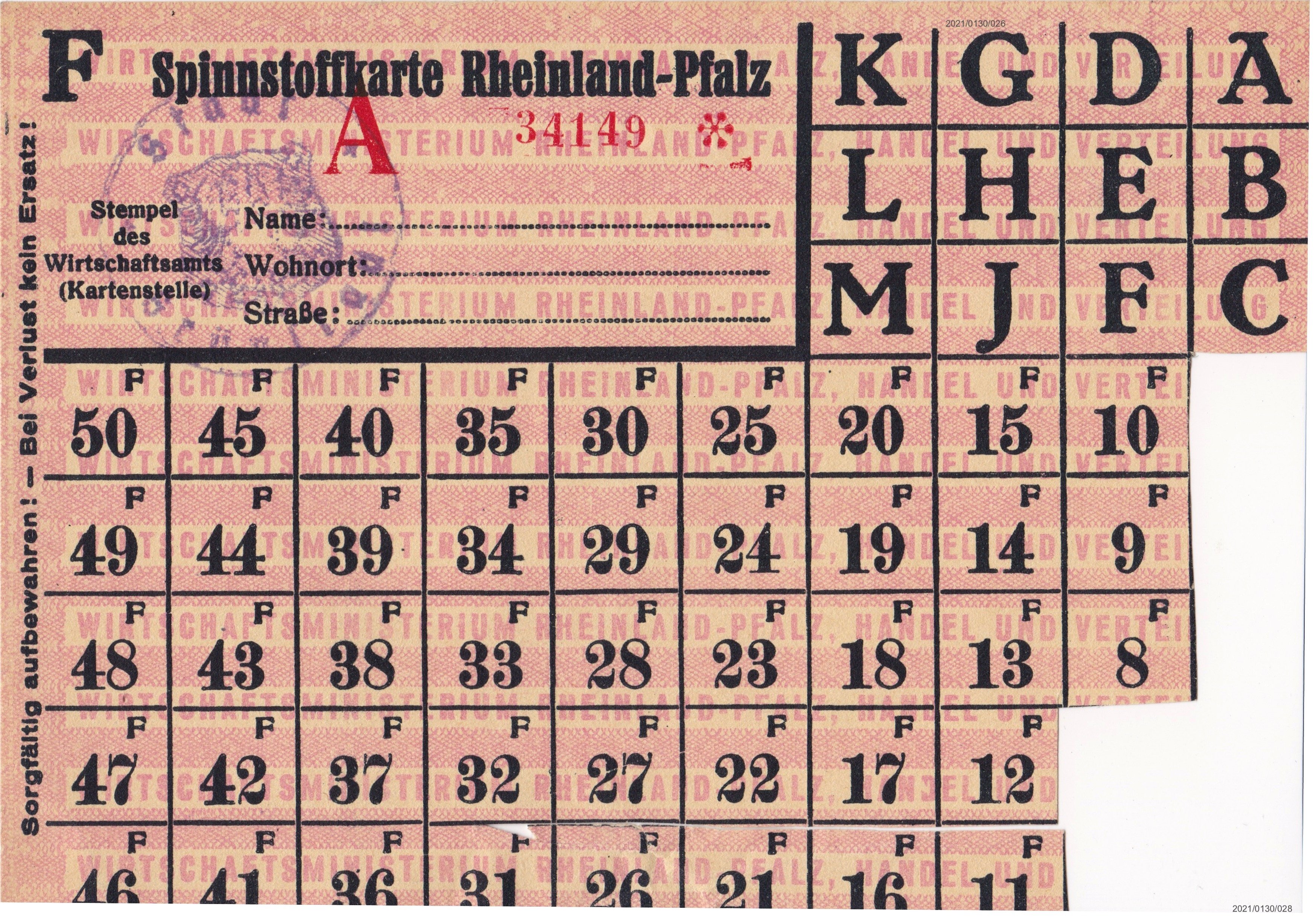 Spinnstoffkarte Rheinland-Pfalz A 34249 (Museumsgesellschaft Bad Dürkheim e. V. CC BY-NC-SA)
