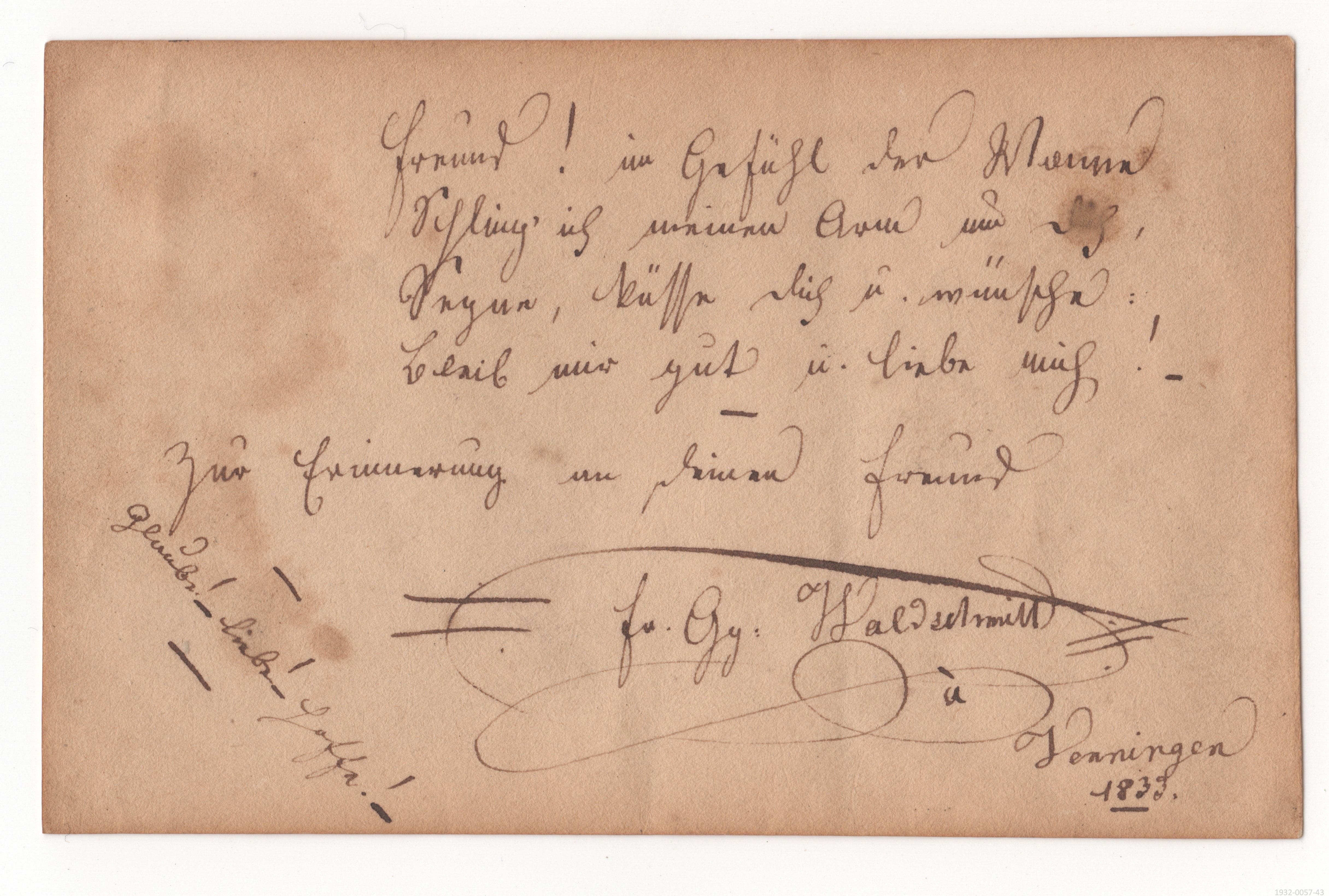 Stammbuch, um 1830, Blatt 43 (Museumsgesellschaft Bad Dürkheim e. V. CC BY-NC-SA)
