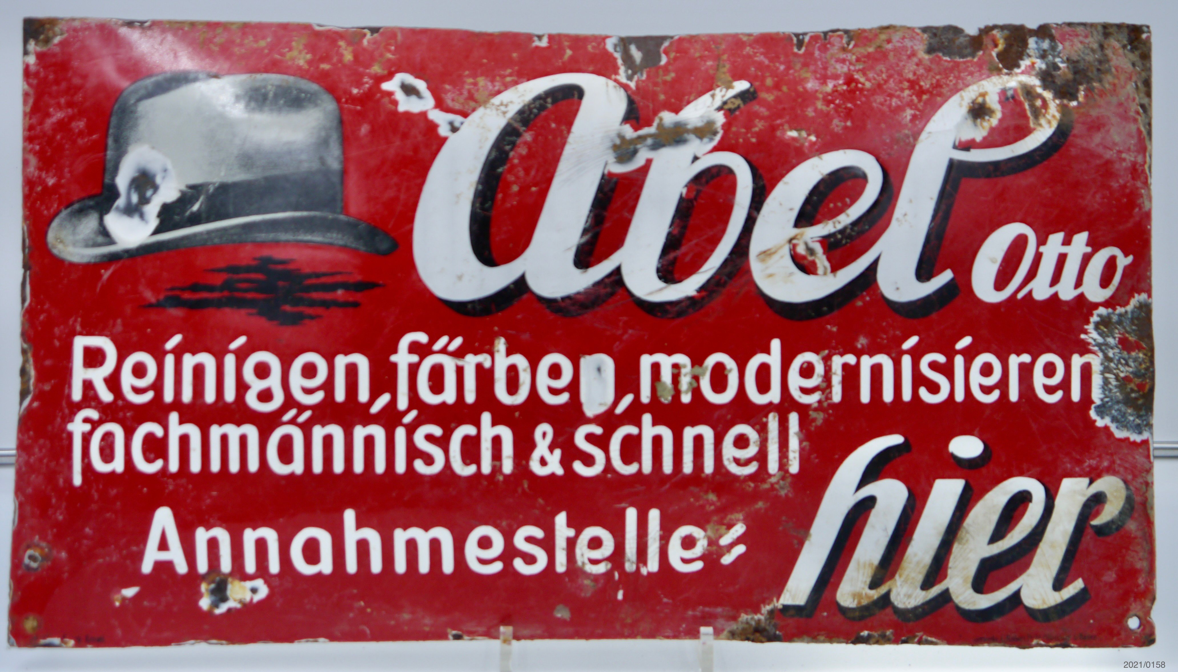 Email-Werbeschild "Reinigung Annahmestelle Abel Otto" (Museumsgesellschaft Bad Dürkheim e. V. CC BY-NC-SA)
