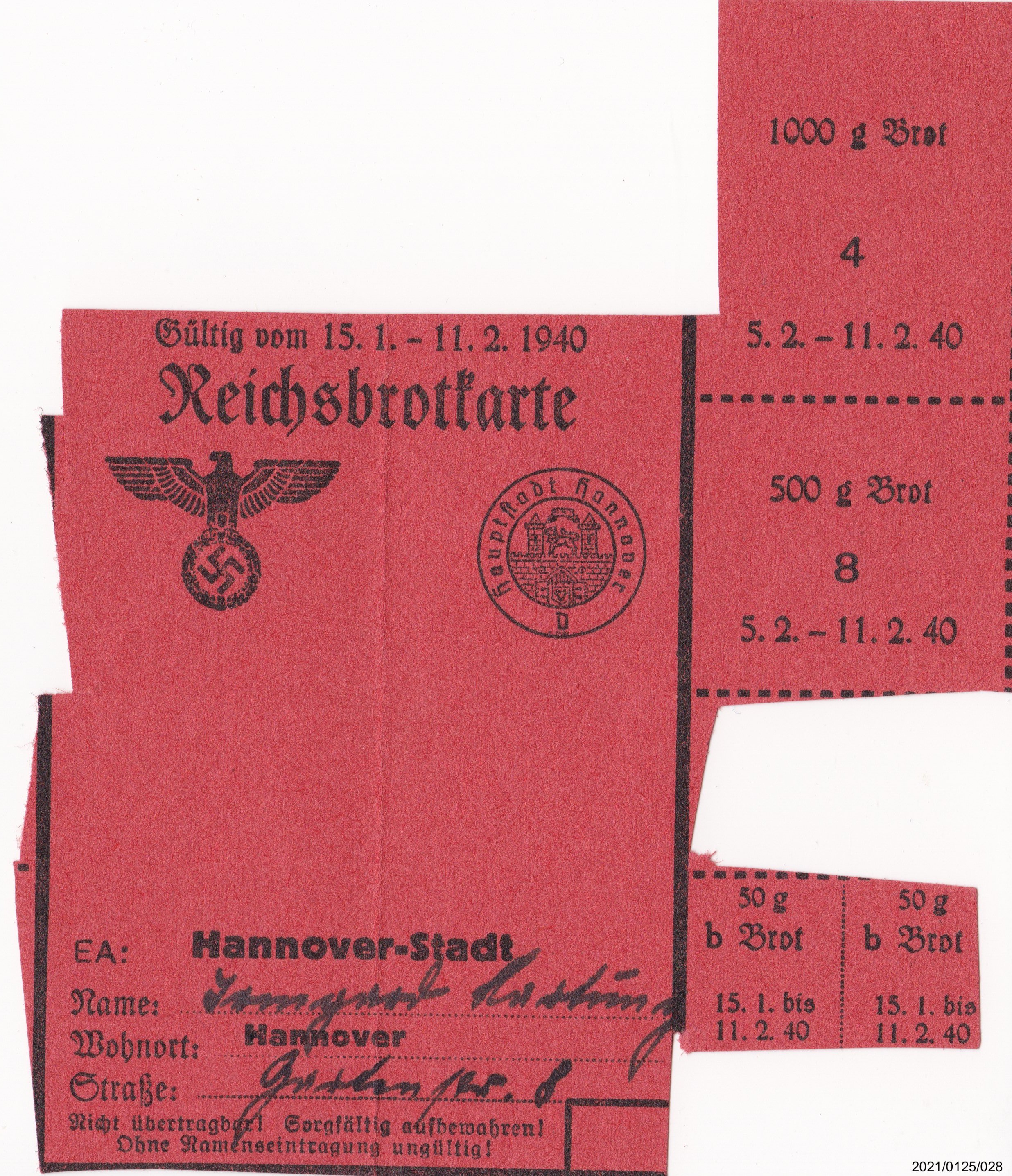 Reichsbrotkarte 15.1.-11.2.1940 (Museumsgesellschaft Bad Dürkheim e. V. CC BY-NC-SA)