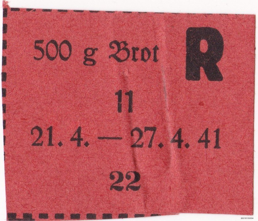 Lebensmittelmarken für 500g Brot 1941 (Museumsgesellschaft Bad Dürkheim e. V. CC BY-NC-SA)