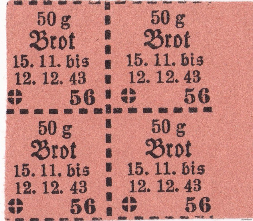 Lebenmittelmarke für 50g Brot Dezember 1943 (Museumsgesellschaft Bad Dürkheim e. V. CC BY-NC-SA)