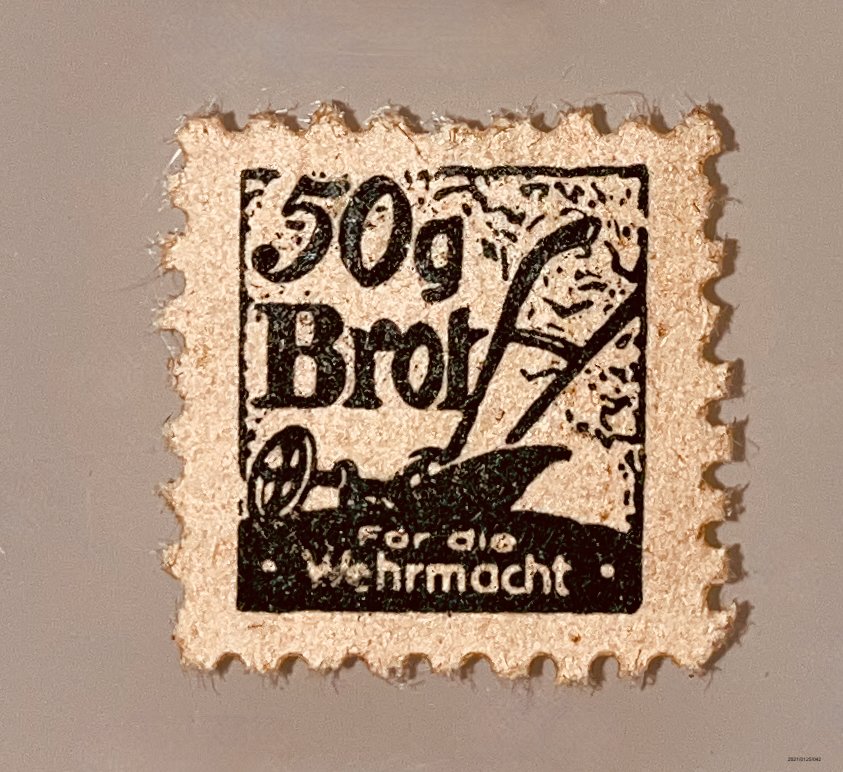 Lebensmittelmarke für 50g Brot für Wehrmachtsangehörige (Museumsgesellschaft Bad Dürkheim e. V. CC BY-NC-SA)