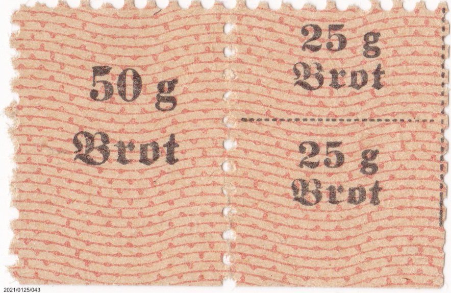 Lebensmittelmarken 25g und 50g Brot (Museumsgesellschaft Bad Dürkheim e. V. CC BY-NC-SA)