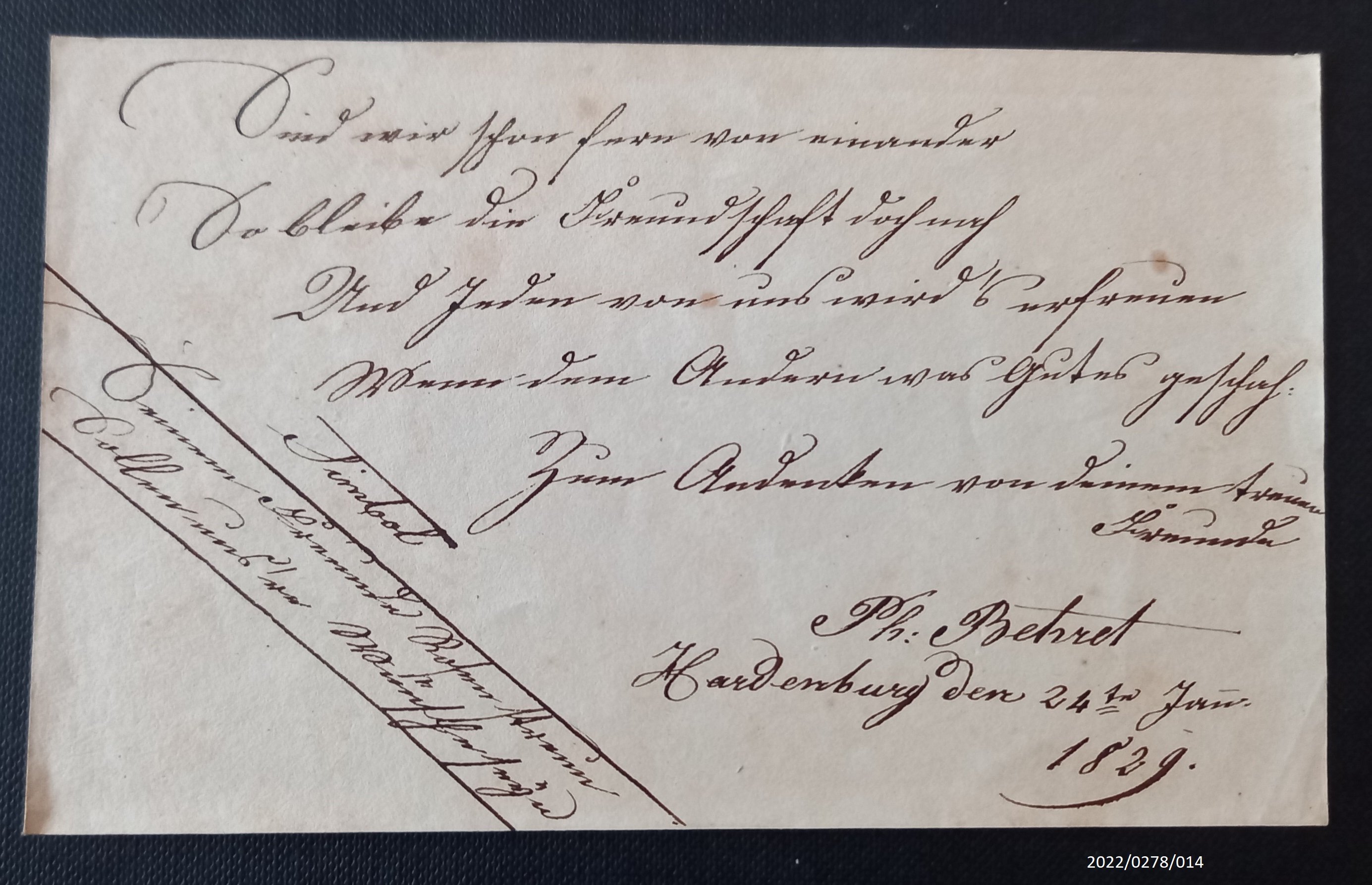 Blatt eines Poesiealbums, 1829, Blatt 14 (Stadtmuseum Bad Dürkheim im Kulturzentrum Haus Catoir CC BY-NC-SA)