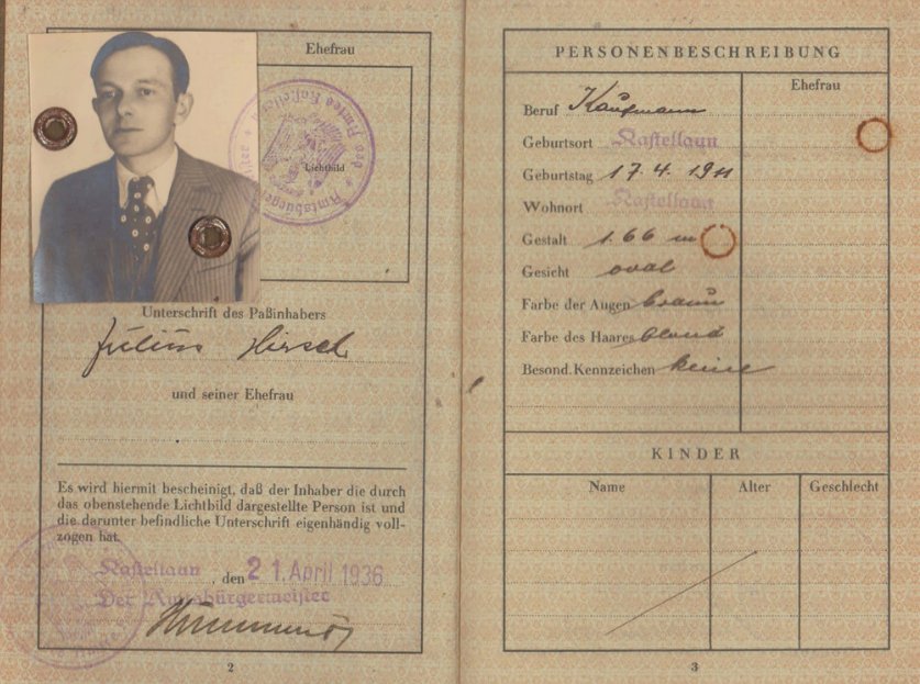 Reisepass für Julius Hirsch (Ehemalige Synagoge Laufersweiler CC BY-NC-SA)