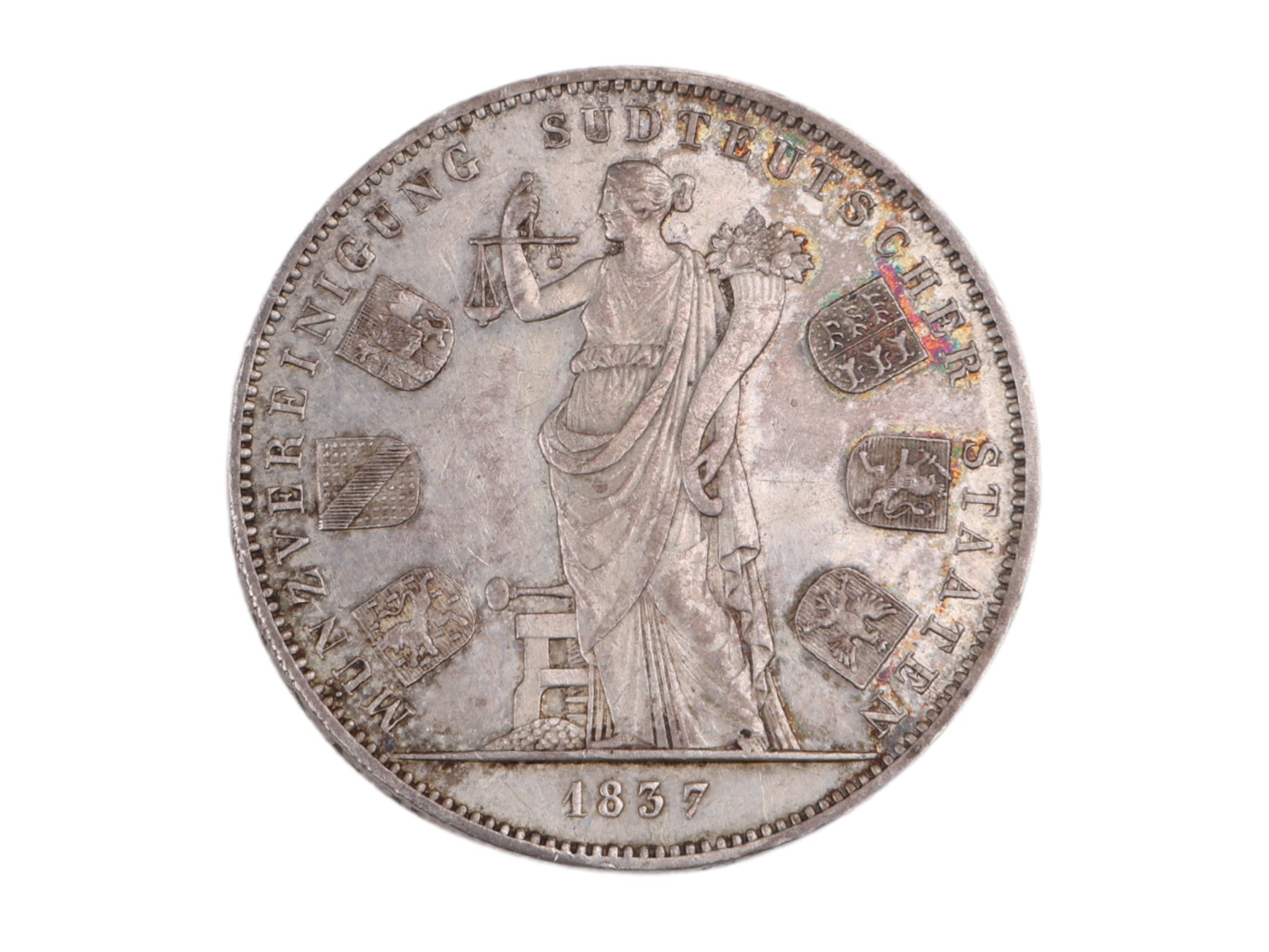 Geschichtstaler auf die Münzvereinigung süddeutscher Staaten (Historisches Museum der Pfalz - Speyer CC BY)