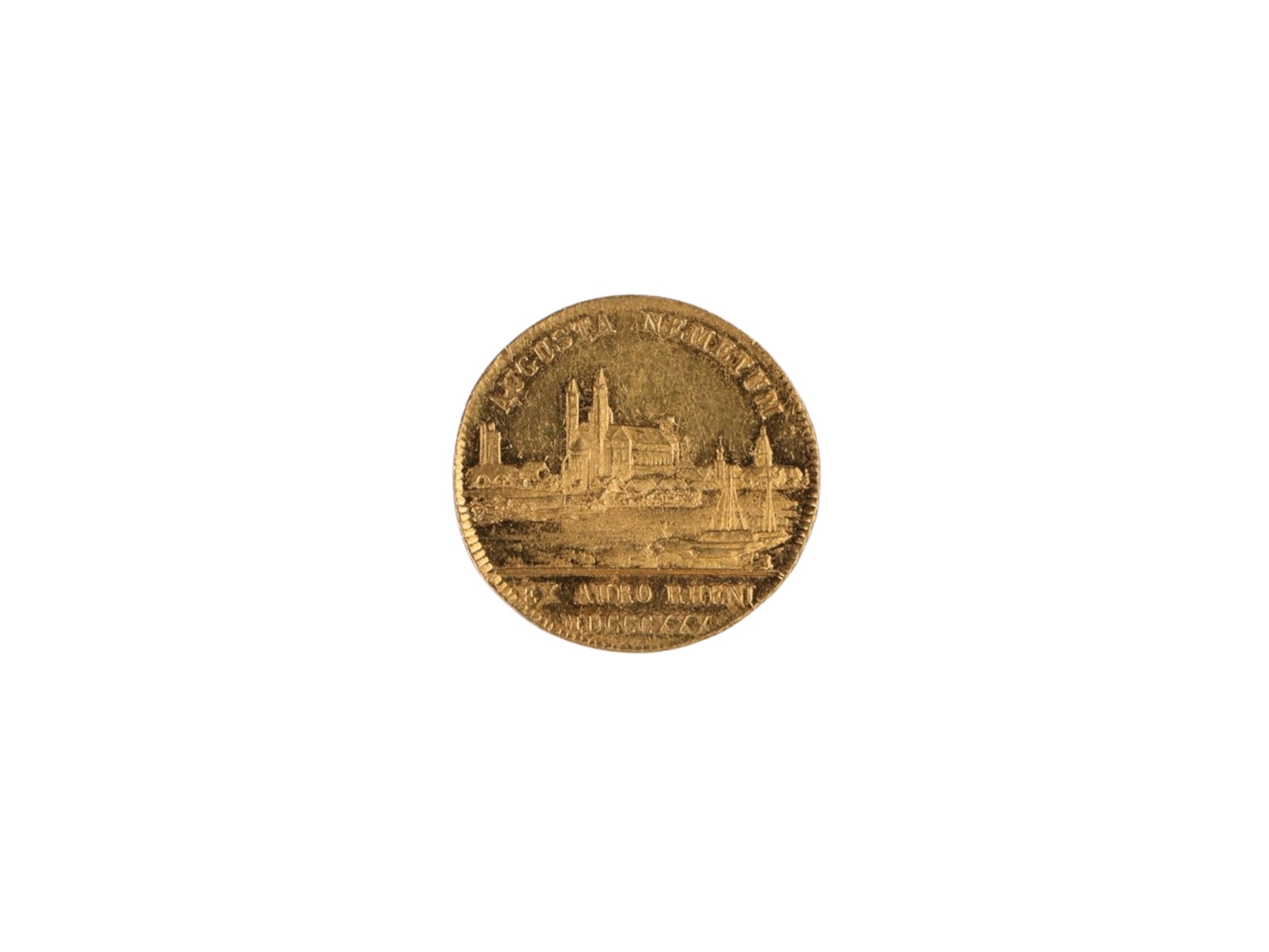 Rheingolddukat mit der Ansicht Speyers von 1830 (Historisches Museum der Pfalz - Speyer CC BY)