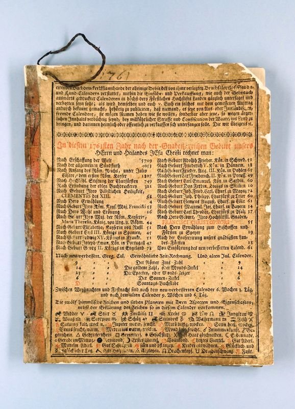 Hochfürstlicher Speyerischer Hof-, Stadt-, Land und Geschichtskalender für das Jahr 1761 (Historisches Museum der Pfalz, Speyer CC BY)