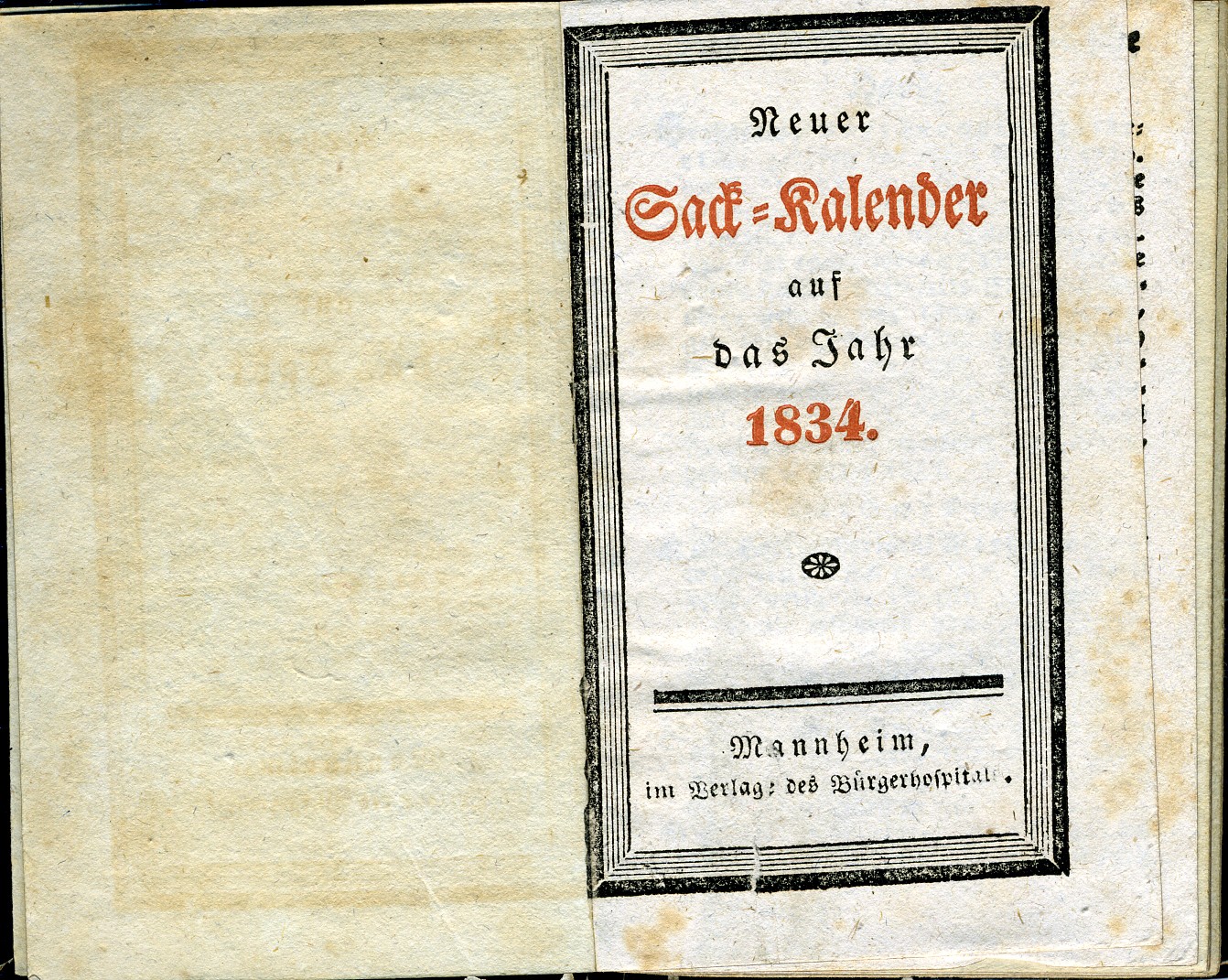 Neuer Sackkalender für das Jahr 1834 (Historisches Museum der Pfalz, Speyer CC BY)