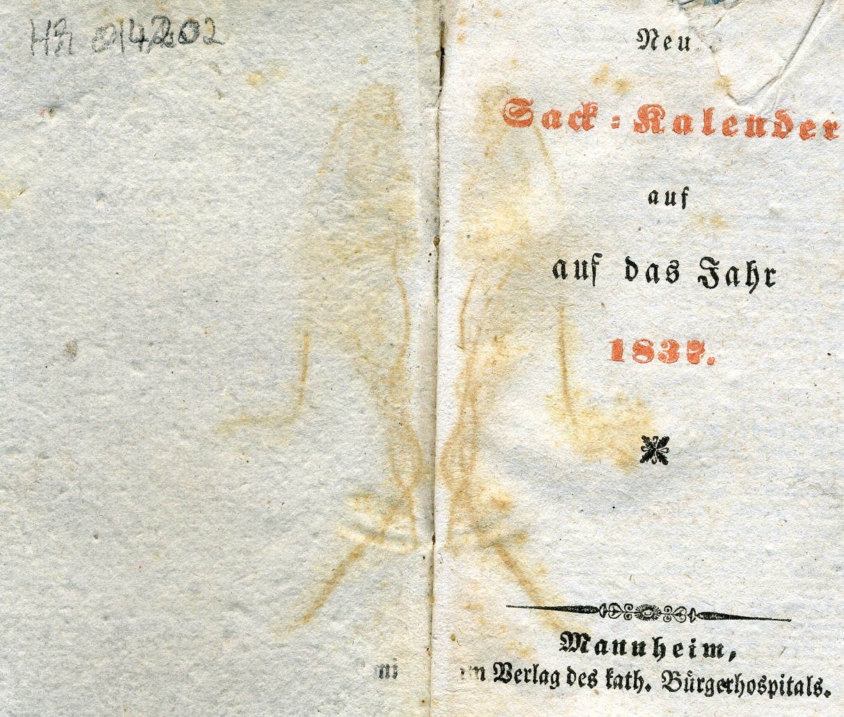 Neuer Sackkalender für das Jahr  1837 (Historisches Museum der Pfalz, Speyer CC BY)