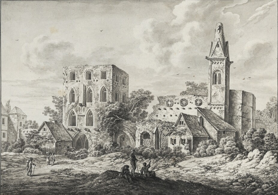 Die Ruinen der Nikolauskapelle und des Domstaffelturms in Speyer (Historisches Museum der Pfalz, Speyer CC BY)