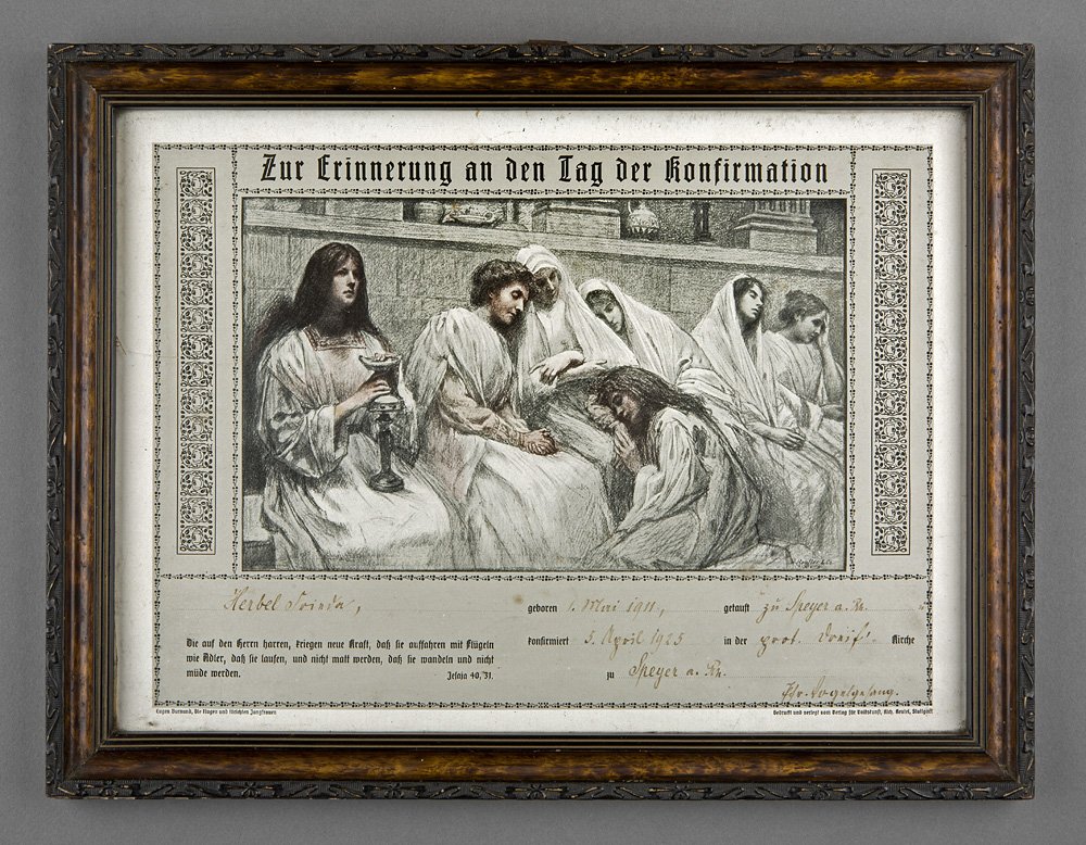 Konfirmationsschein für Frieda Herbel, Speyer (Historisches Museum der Pfalz, Speyer CC BY-NC-ND)