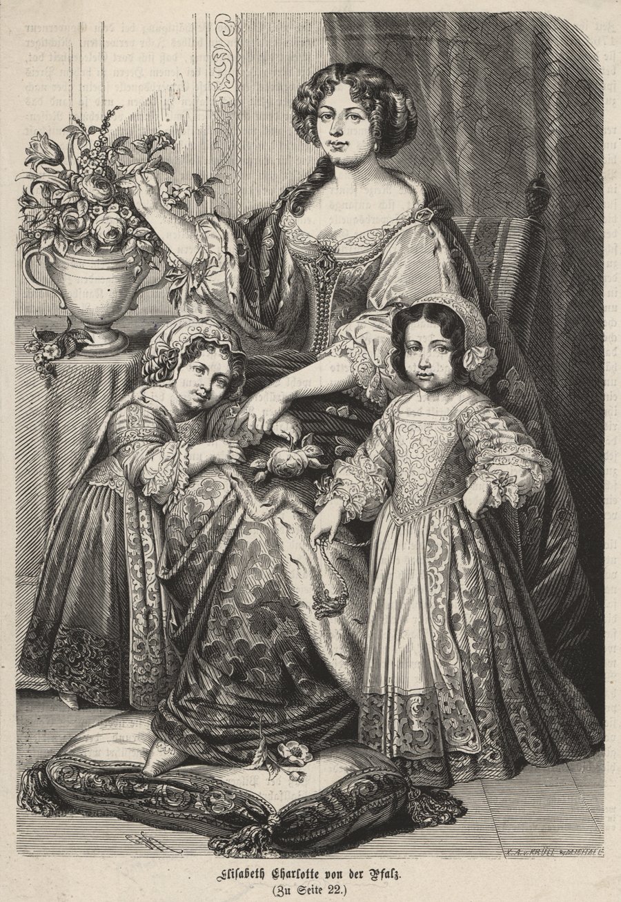 Bildnis der Elisabeth Charlotte von Orléans mit ihren Töchtern (Historisches Museum der Pfalz, Speyer CC BY)