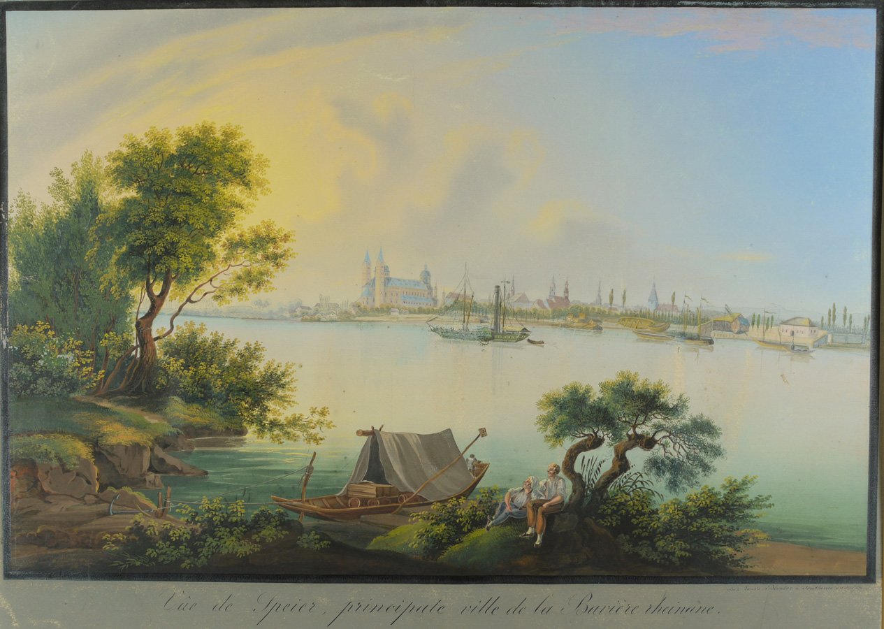 Ansicht der Stadt Speyer vom rechten Rheinufer aus gesehen (Historisches Museum der Pfalz, Speyer CC BY)