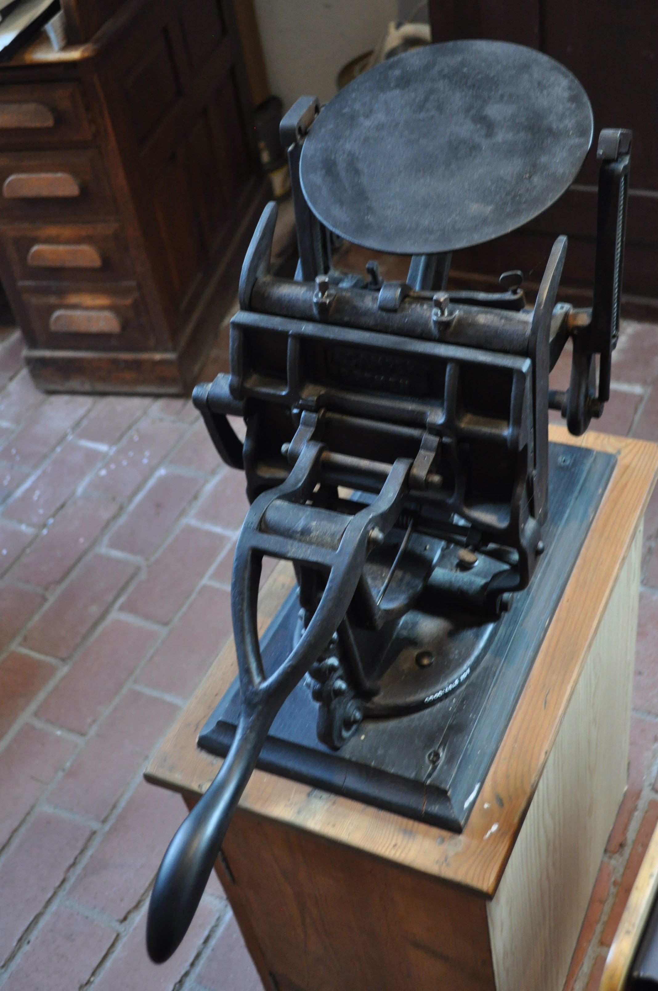 Boston-Presse-Druckmaschine (Rheinland-Pfälzisches Freilichtmuseum CC BY-NC-SA)