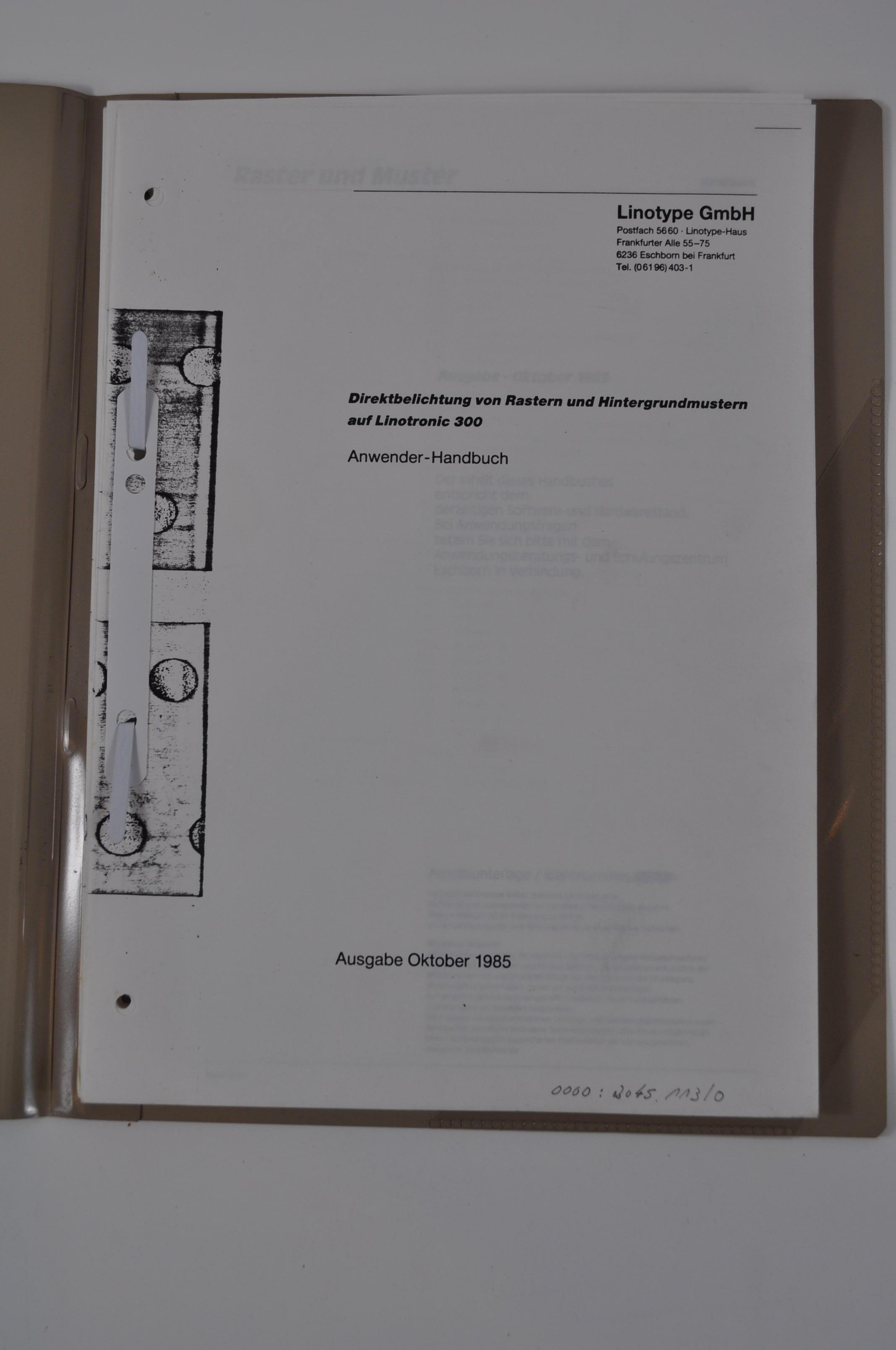 Anwendermappe Linotype (Rheinland-Pfälzisches Freilichtmuseum CC BY-NC-SA)