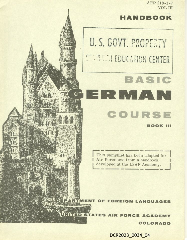 Buch, Sprachlernbuch, Basic German Course ("dc-r" docu center ramstein RR-P)