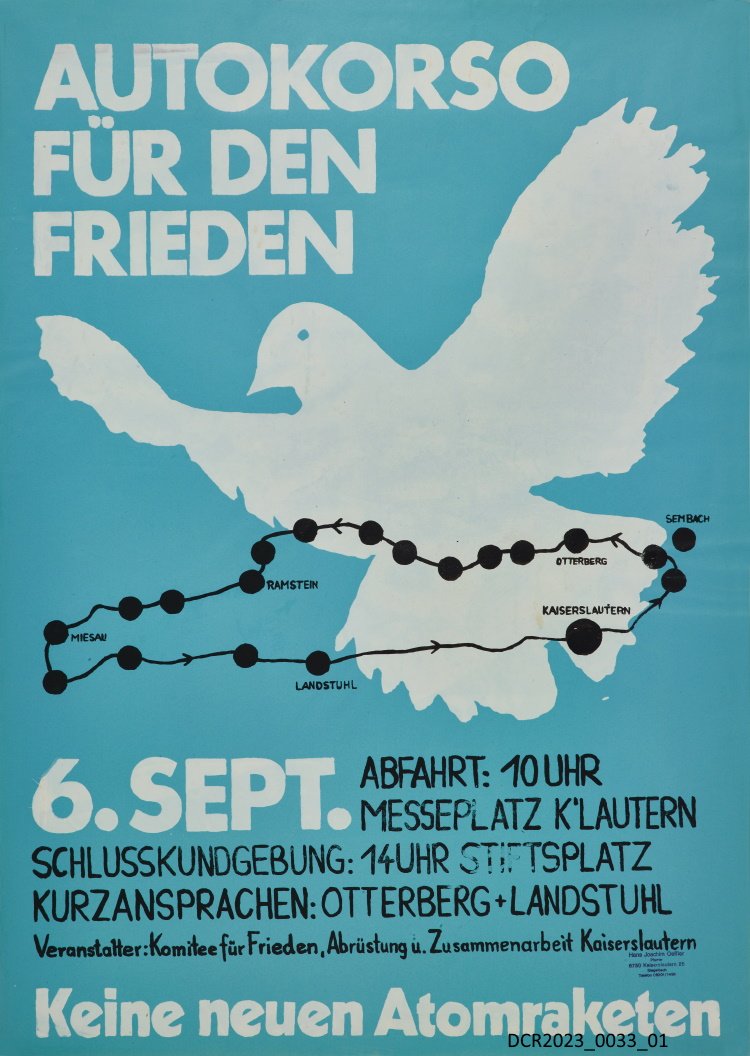 Plakat, Autokorso für den Frieden ("dc-r" docu center ramstein RR-P)