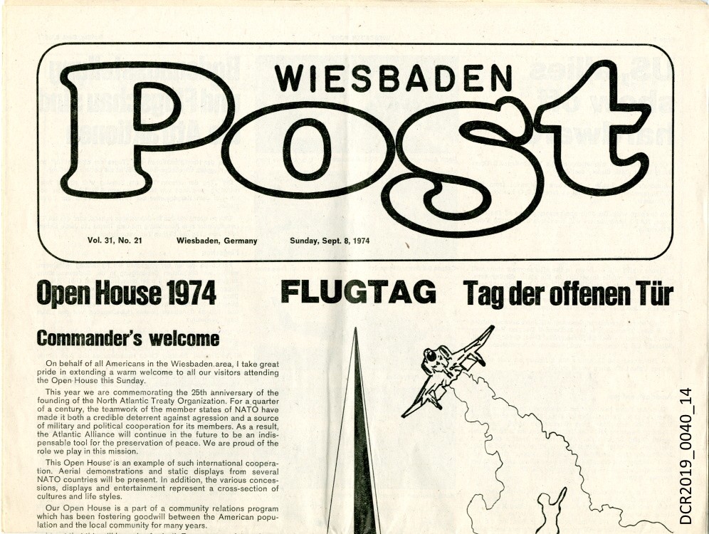 Zeitung, Wiesbaden Post, Open House 1974, Vol. 31, Nr. 21, Sonntag, 8. September 1974 ("dc-r" docu center ramstein RR-F)