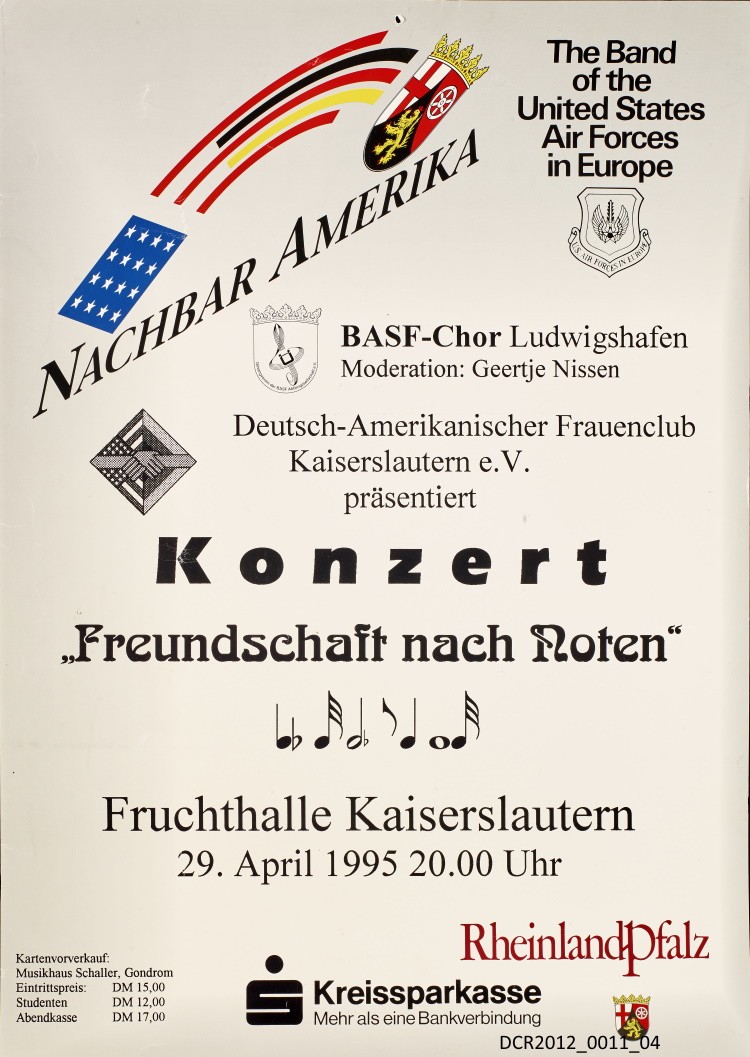 Plakat, Nachbar Amerika, Konzert Freundschaft nach Noten ("dc-r" docu center ramstein RR-F)