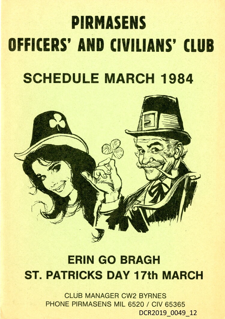 Programm, Pirmasens Officers' and Civilians' Club März 1984 ("dc-r" docu center ramstein RR-F)