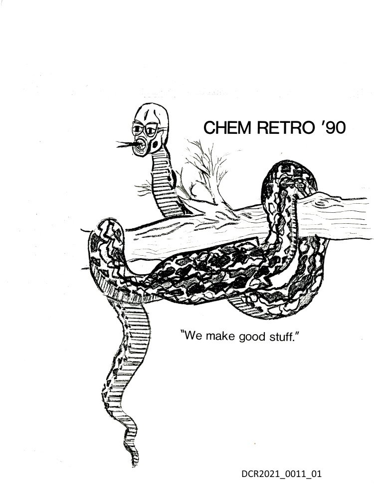 Zeichnung, Karikatur, Chem Retro'90 ("dc-r" docu center ramstein RR-F)