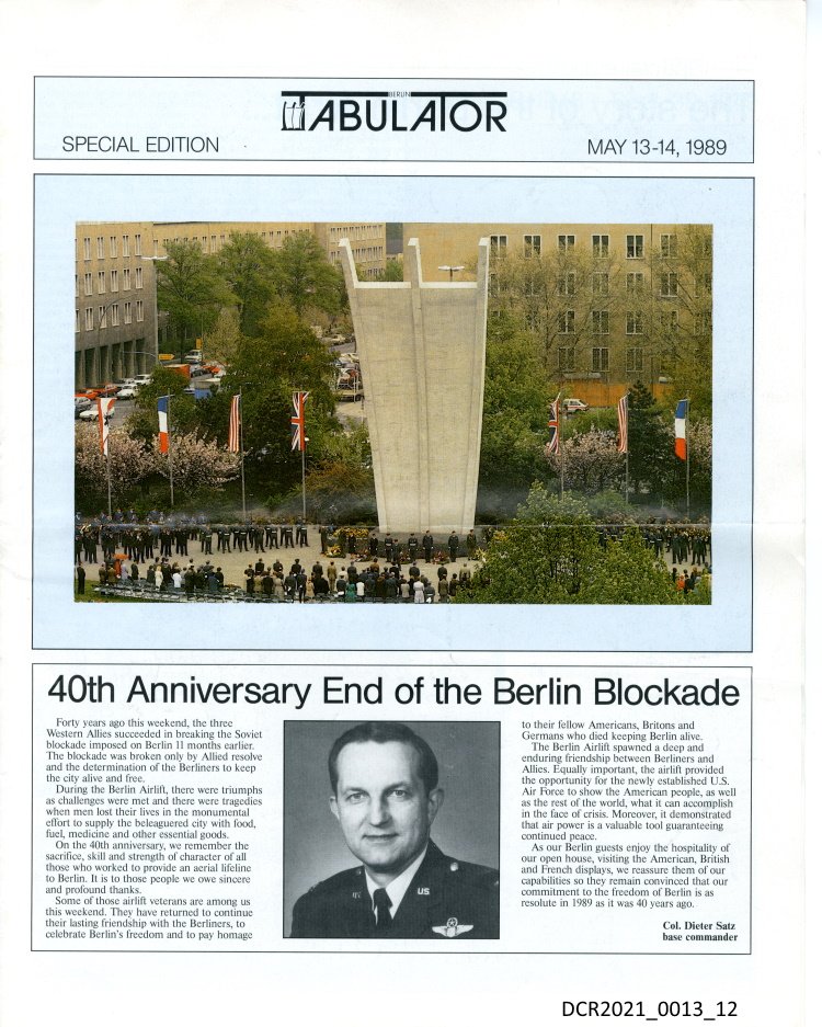 Standortzeitung, Berlin Tabulator, Special Edition 13./14. Mai 1989 ("dc-r" docu center ramstein RR-F)