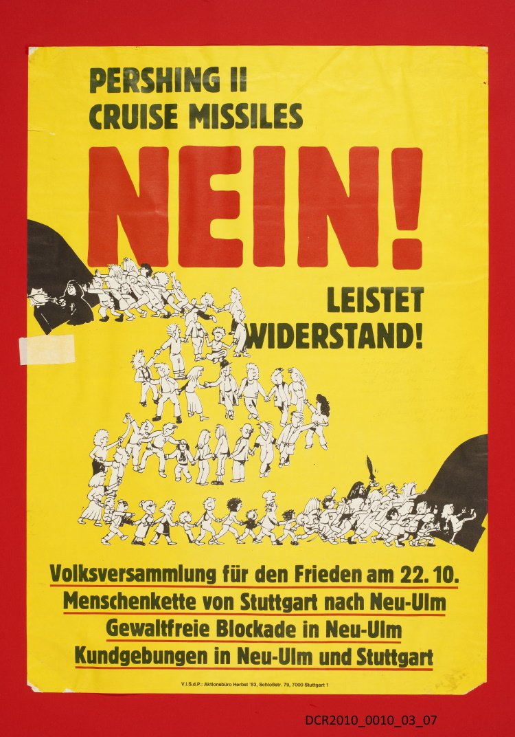 Plakat, Aufruf, Pershing II Cruise Missiles Nein! ("dc-r" docu center ramstein RR-F)