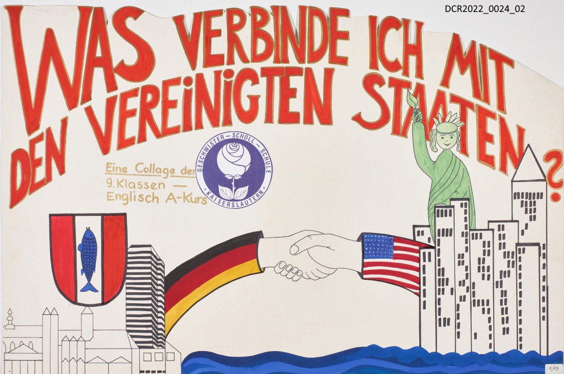 Plakat, Schüler & Jugend Wettbewerb, Rheinland-Pfälzer und US-Amerikaner, Was verbdinde ich mit den Vereinigten Staaten? ("dc-r" docu center ramstein RR-F)