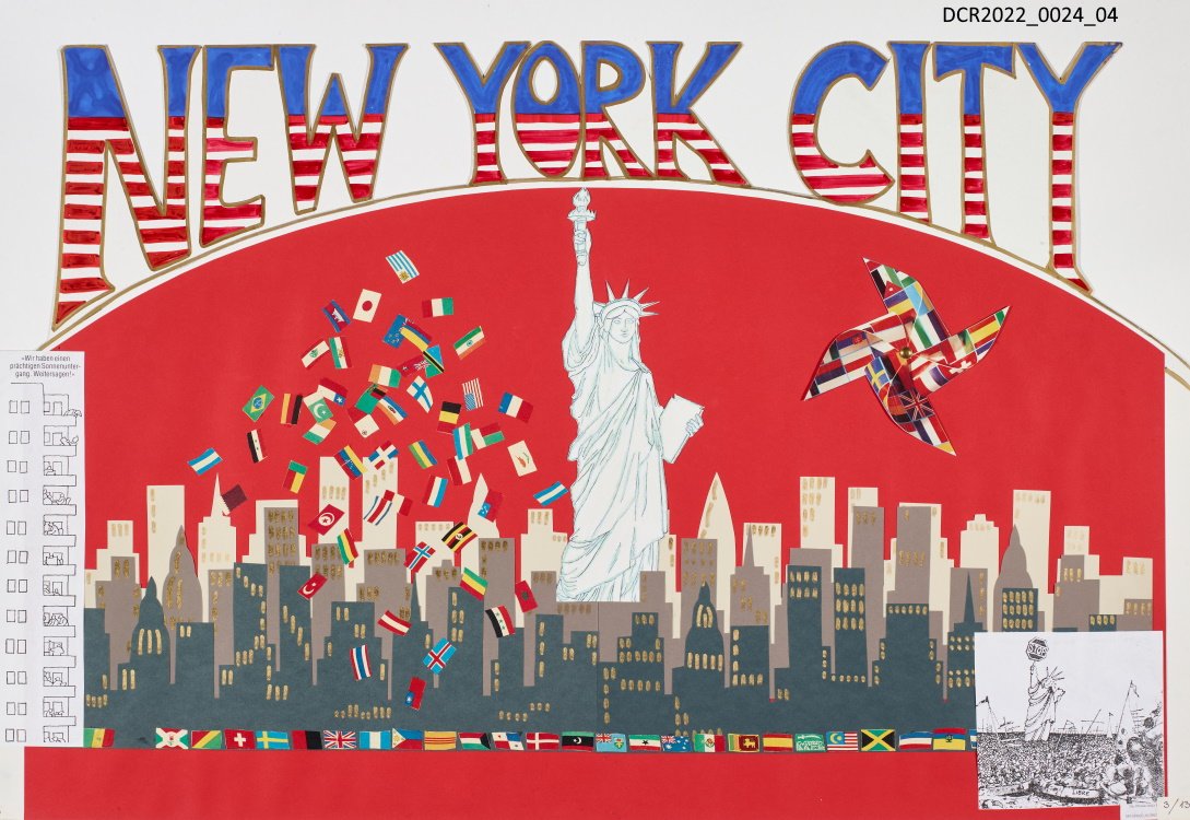 Plakat, Schüler & Jugend Wettbewerb, Rheinland-Pfälzer und US-Amerikaner, New York City ("dc-r" docu center ramstein RR-F)