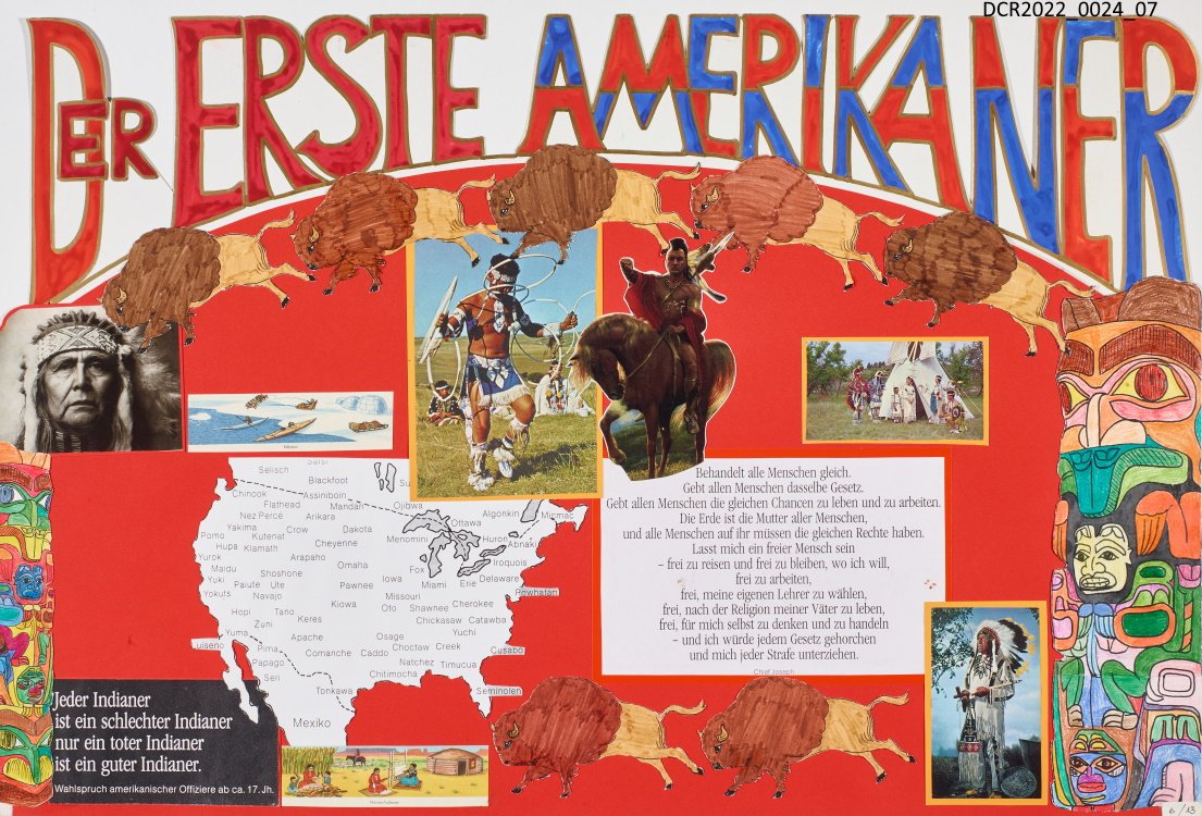 Plakat, Schüler & Jugend Wettbewerb, Rheinland-Pfälzer und US-Amerikaner, Der erste Amerikaner ("dc-r" docu center ramstein RR-F)