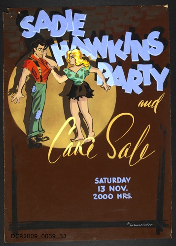 Plakat, Veranstaltungsplakat, Sadie Hawkins Party and Cake Sale (dc-r docu center ramstein RR-F)