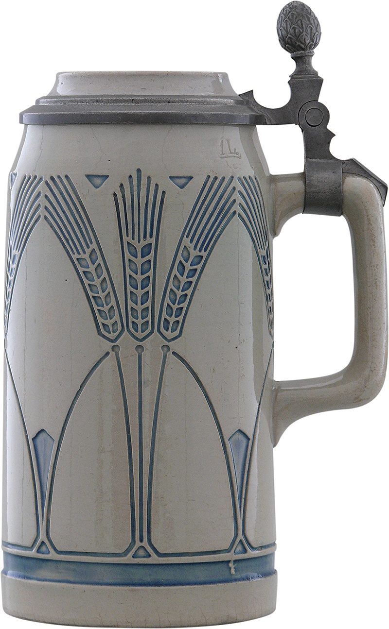 Seidel mit Deckel (Zinndeckel mit keramischer Einlage) (Keramikmuseum Westerwald CC BY-NC-SA)