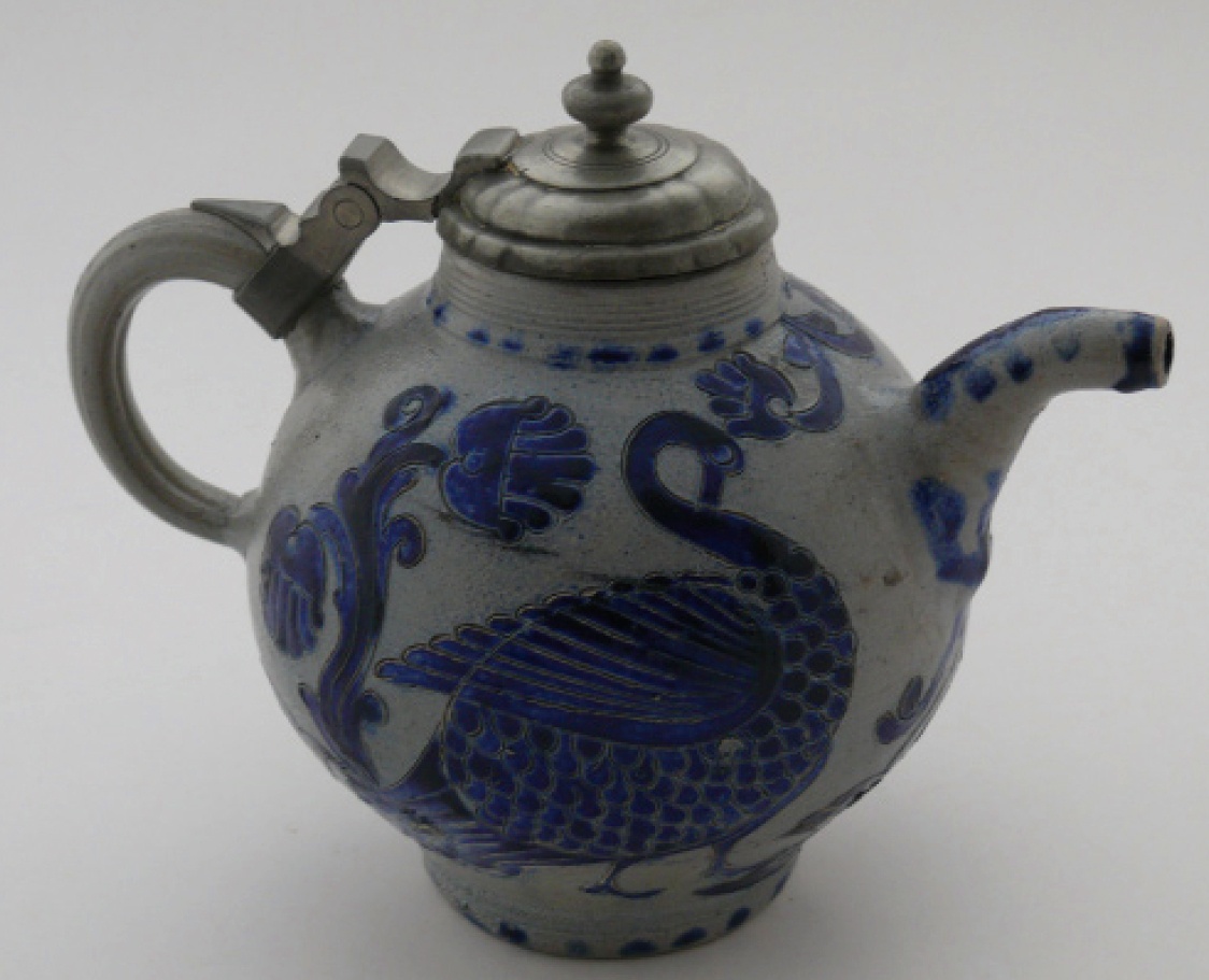 Teekanne mit Zinndeckel  (Keramikmuseum Westerwald CC BY-NC-SA)